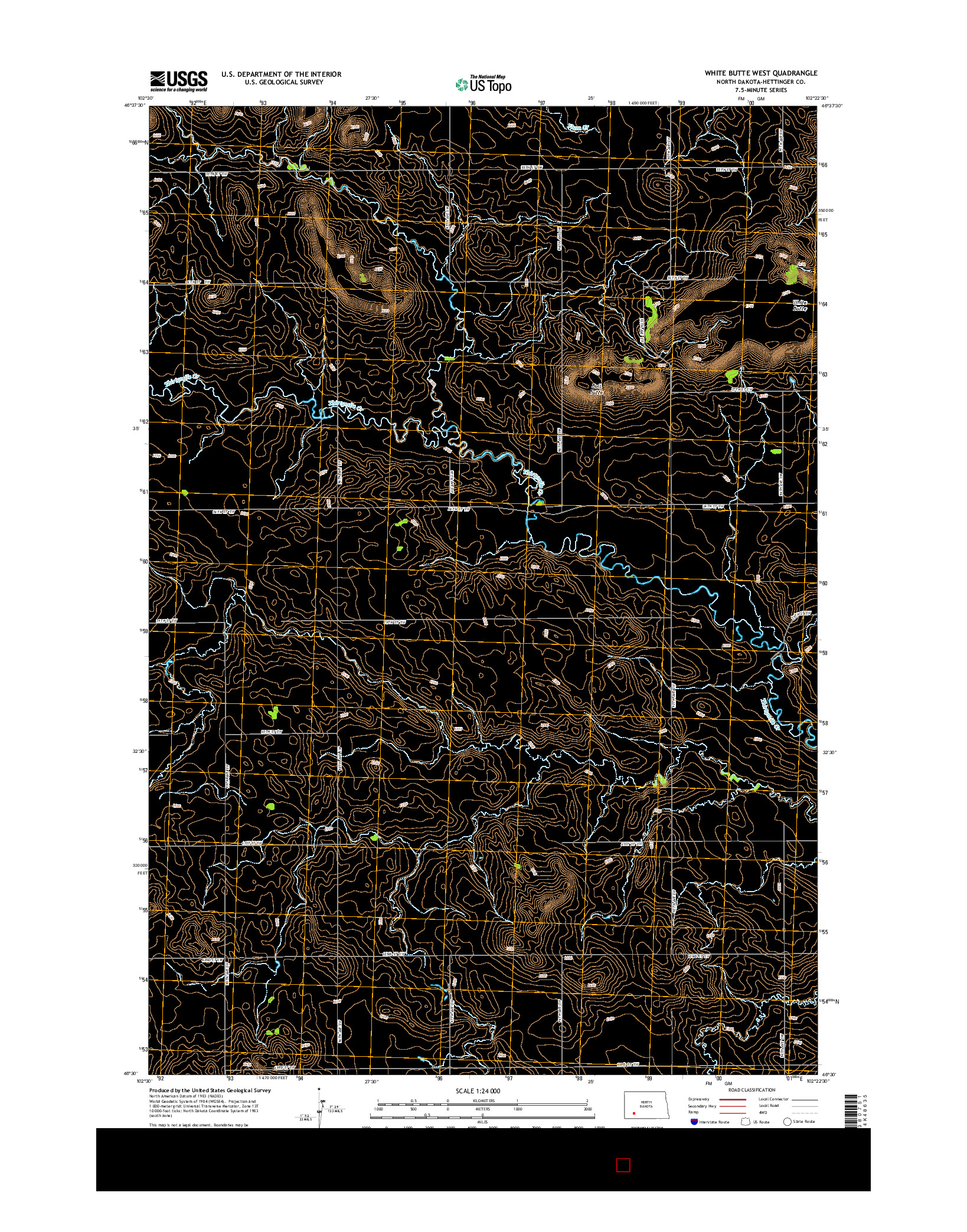 USGS US TOPO 7.5-MINUTE MAP FOR WHITE BUTTE WEST, ND 2014