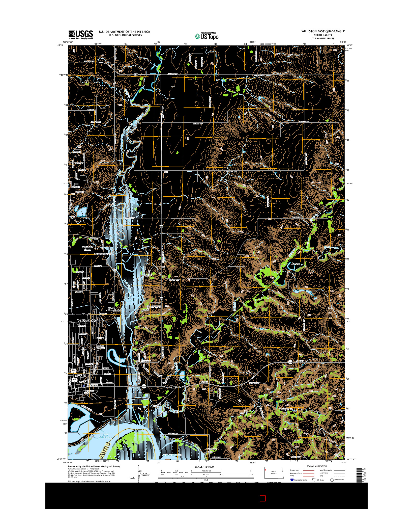 USGS US TOPO 7.5-MINUTE MAP FOR WILLISTON EAST, ND 2014