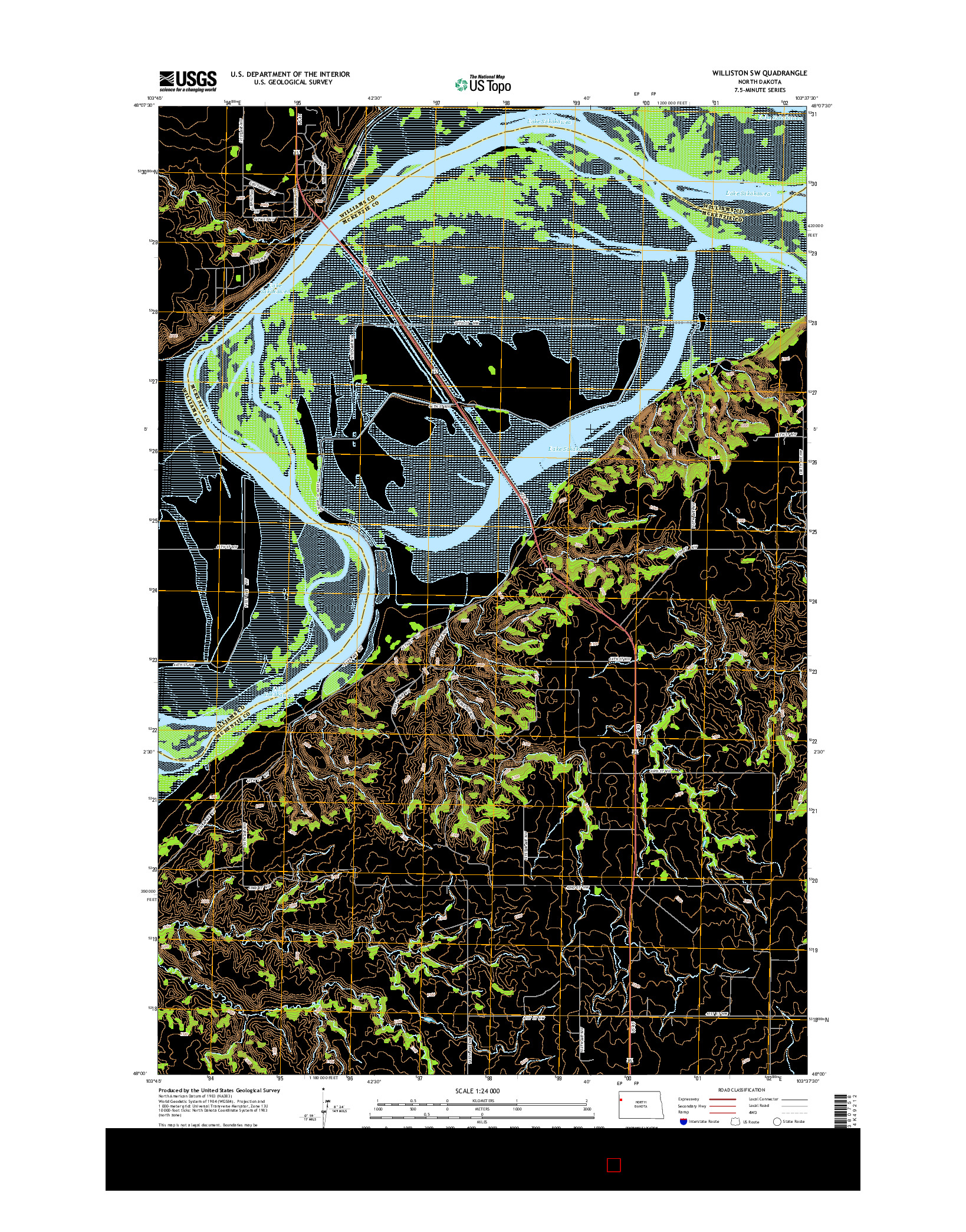 USGS US TOPO 7.5-MINUTE MAP FOR WILLISTON SW, ND 2014