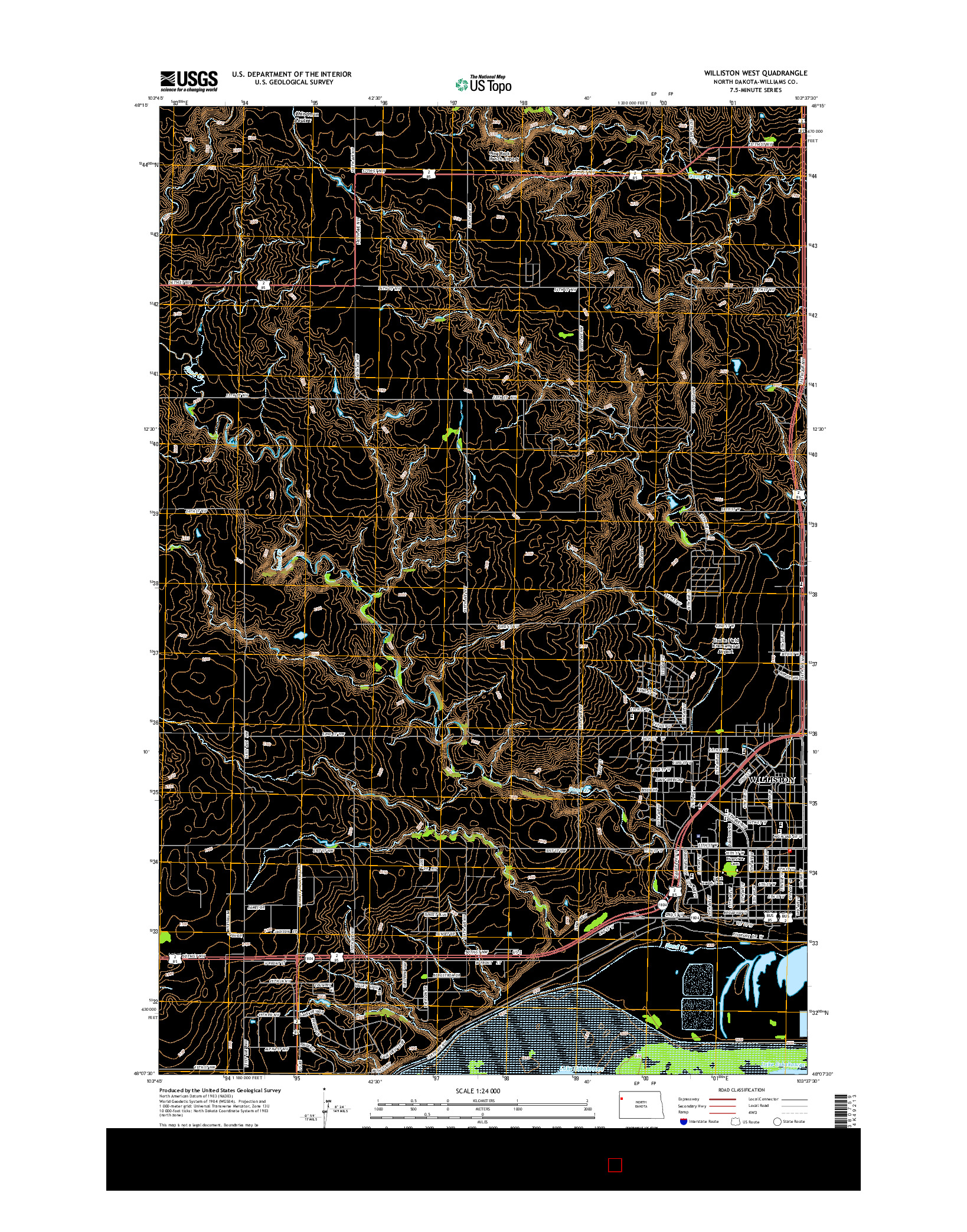 USGS US TOPO 7.5-MINUTE MAP FOR WILLISTON WEST, ND 2014