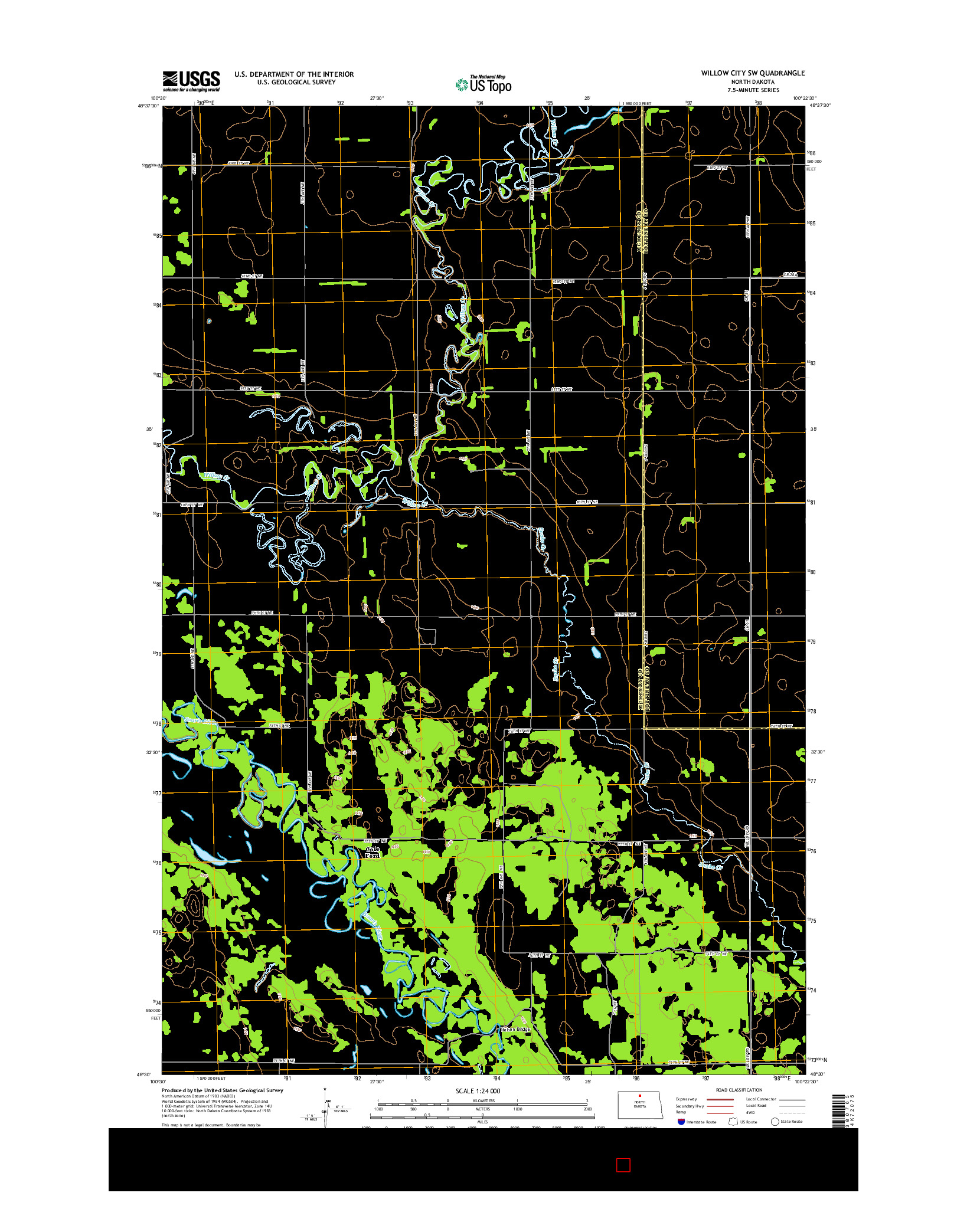 USGS US TOPO 7.5-MINUTE MAP FOR WILLOW CITY SW, ND 2014