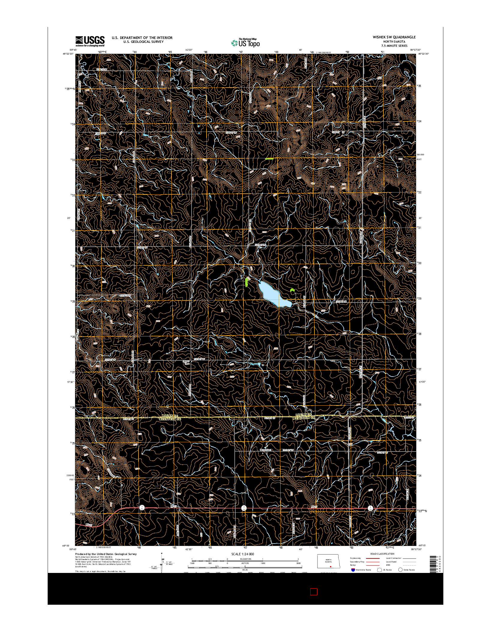 USGS US TOPO 7.5-MINUTE MAP FOR WISHEK SW, ND 2014