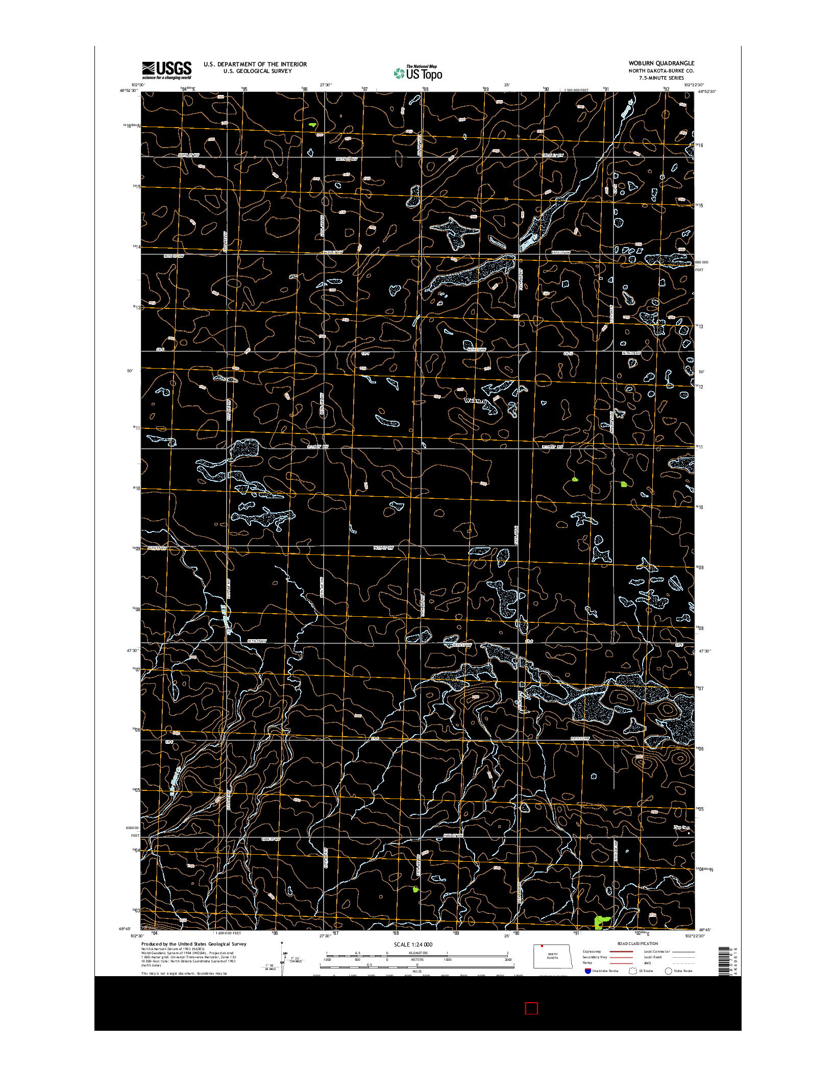 USGS US TOPO 7.5-MINUTE MAP FOR WOBURN, ND 2014