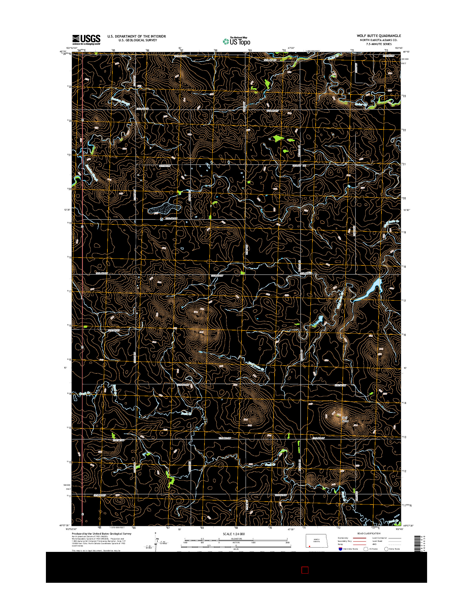 USGS US TOPO 7.5-MINUTE MAP FOR WOLF BUTTE, ND 2014