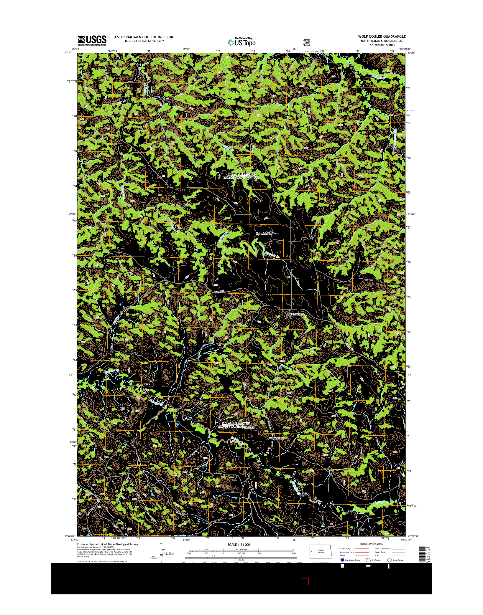 USGS US TOPO 7.5-MINUTE MAP FOR WOLF COULEE, ND 2014