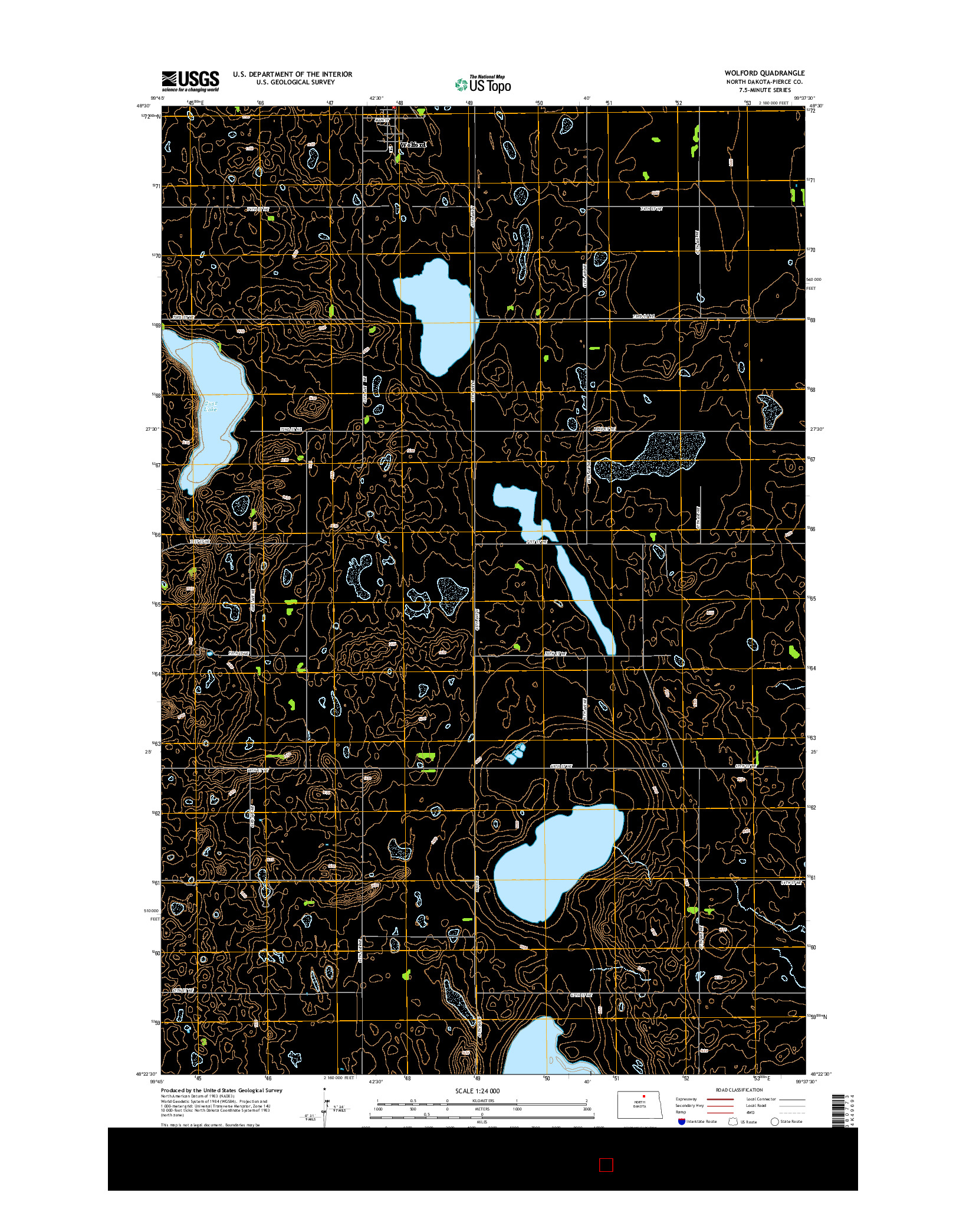 USGS US TOPO 7.5-MINUTE MAP FOR WOLFORD, ND 2014