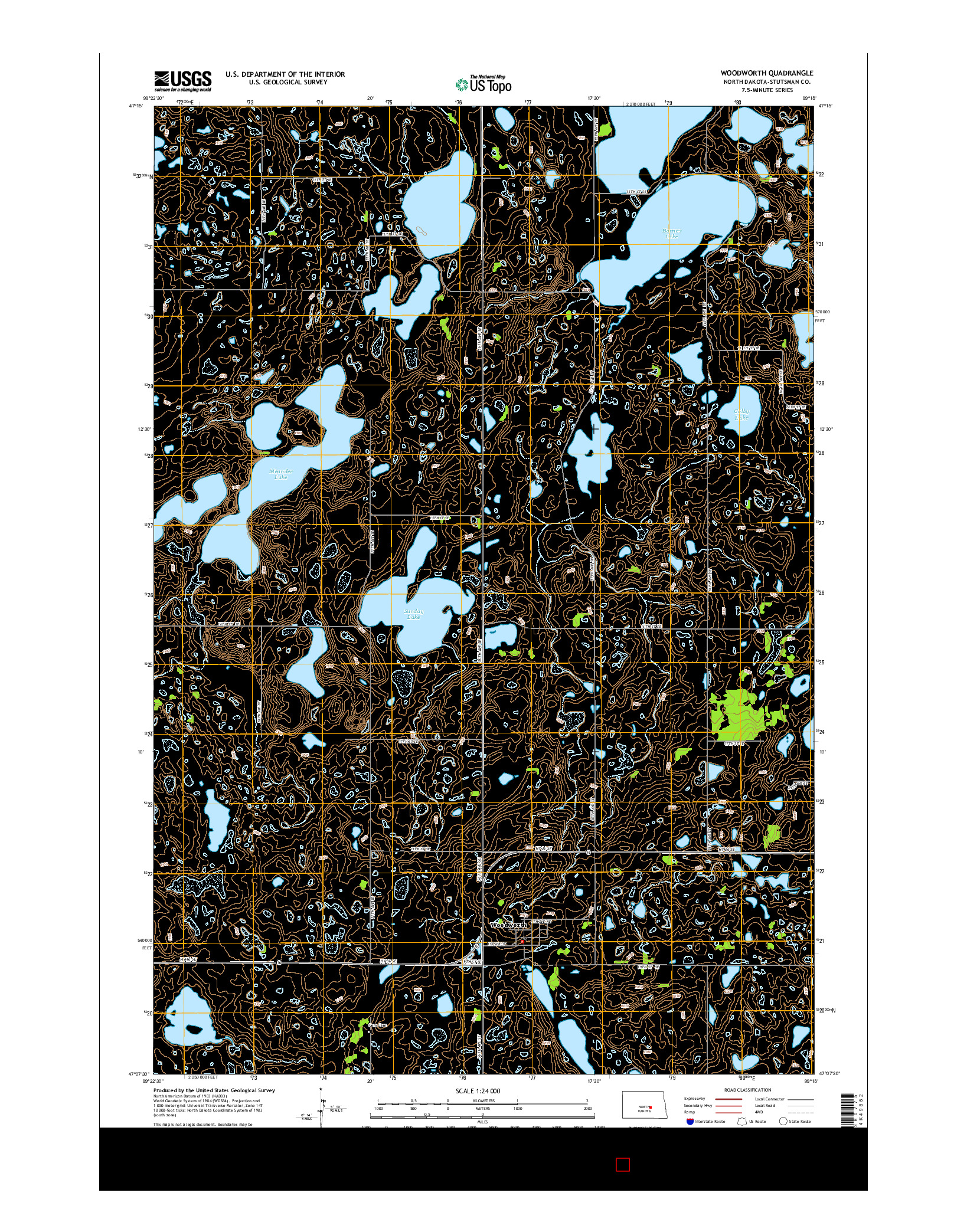 USGS US TOPO 7.5-MINUTE MAP FOR WOODWORTH, ND 2014