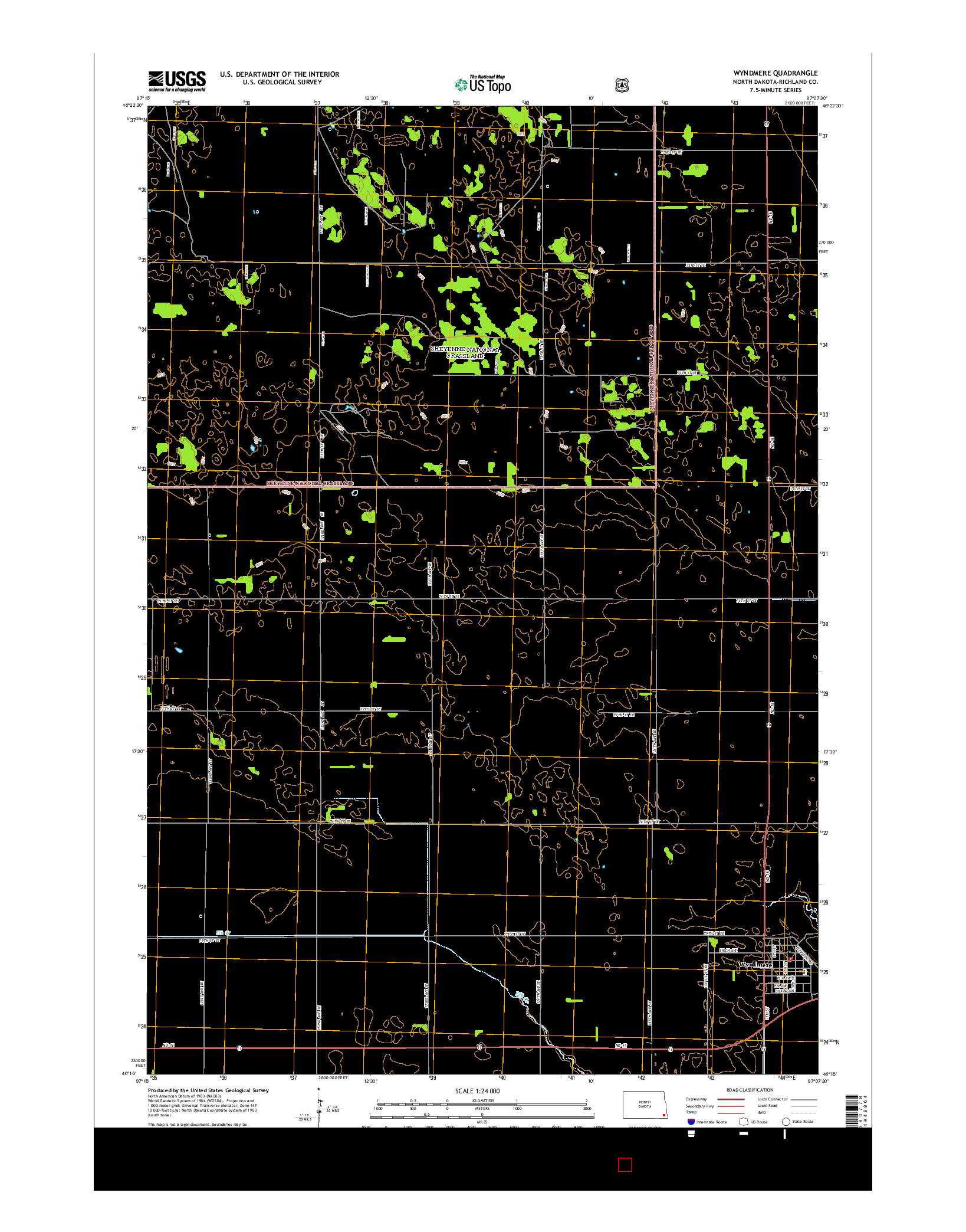 USGS US TOPO 7.5-MINUTE MAP FOR WYNDMERE, ND 2014