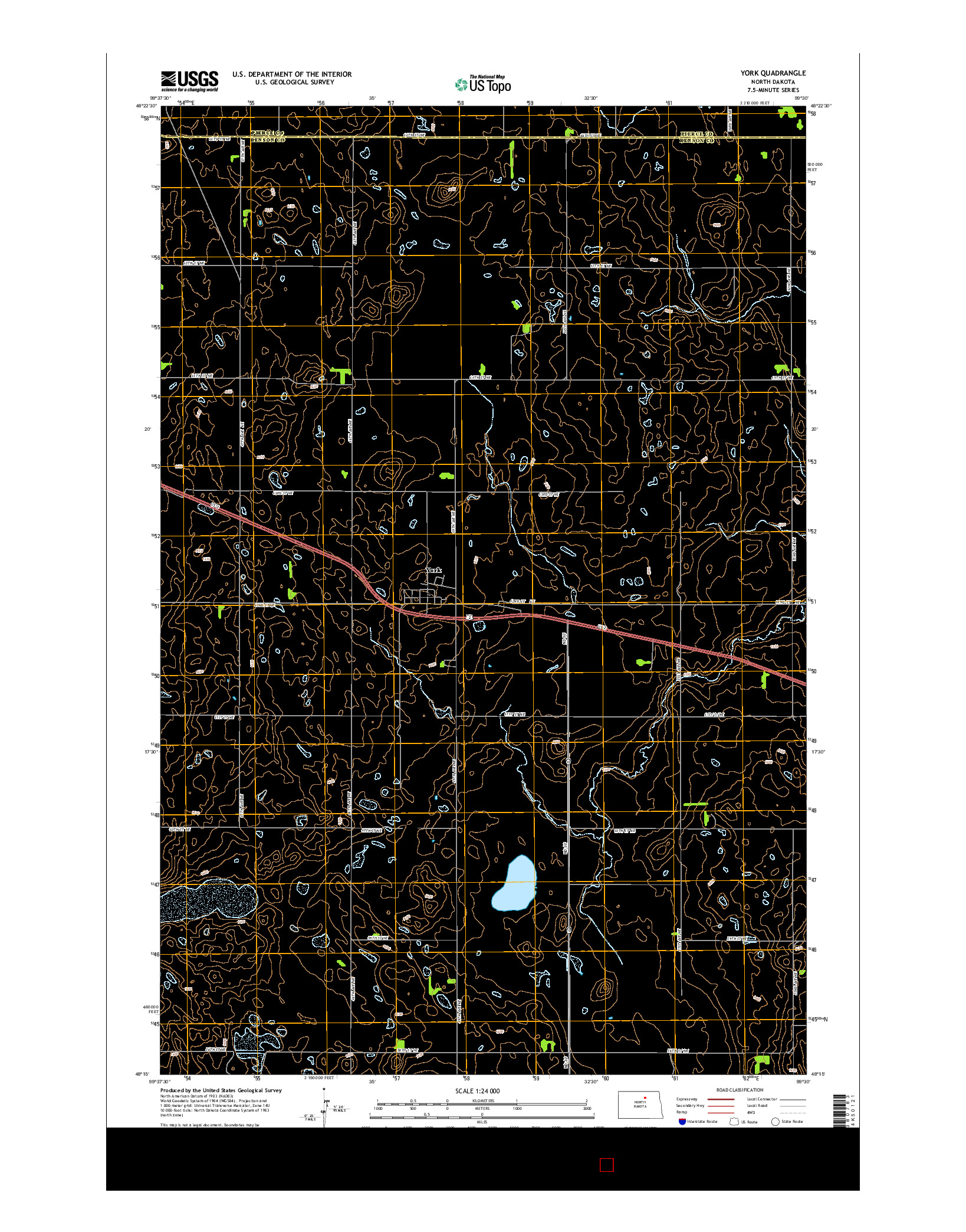 USGS US TOPO 7.5-MINUTE MAP FOR YORK, ND 2014