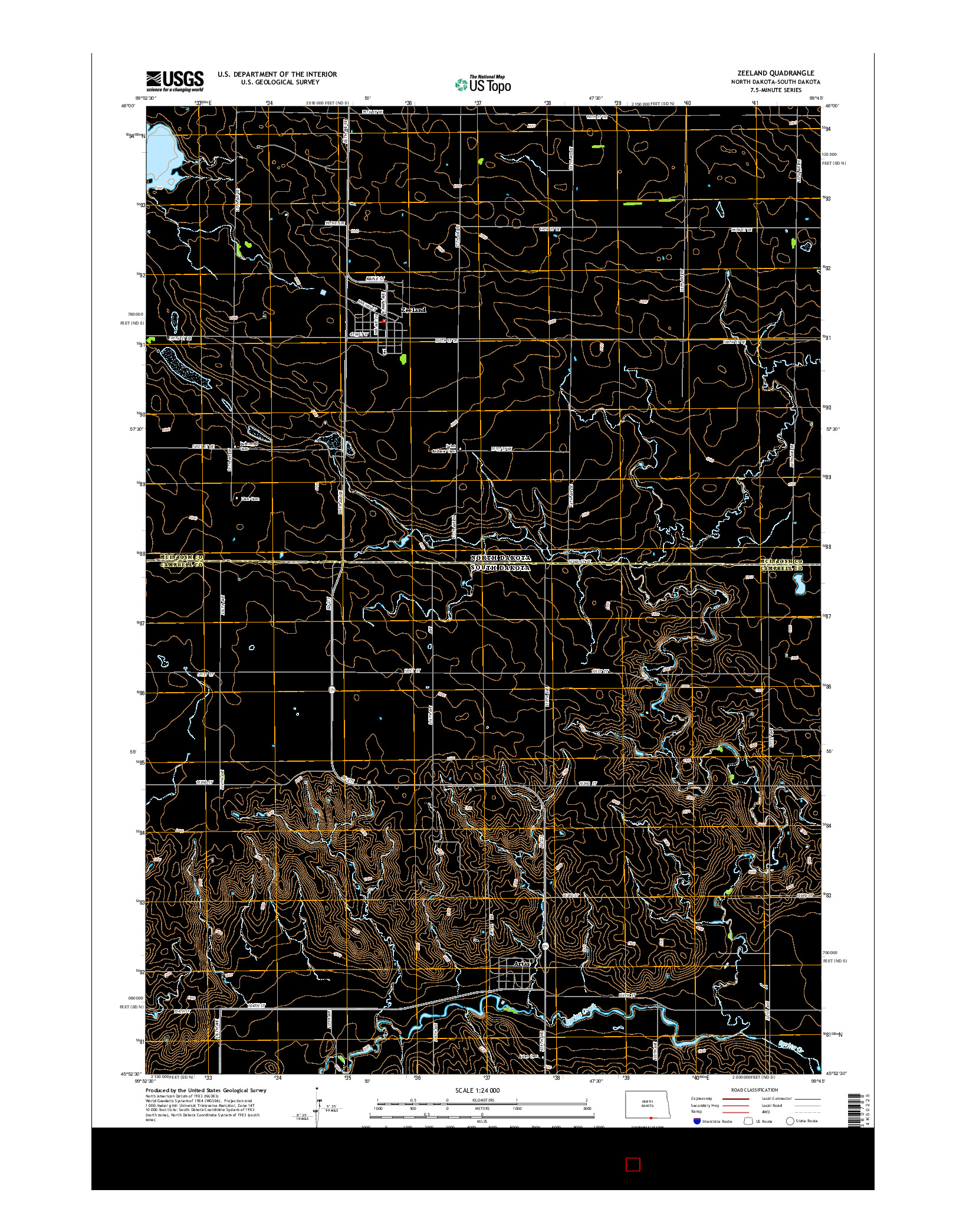 USGS US TOPO 7.5-MINUTE MAP FOR ZEELAND, ND-SD 2014