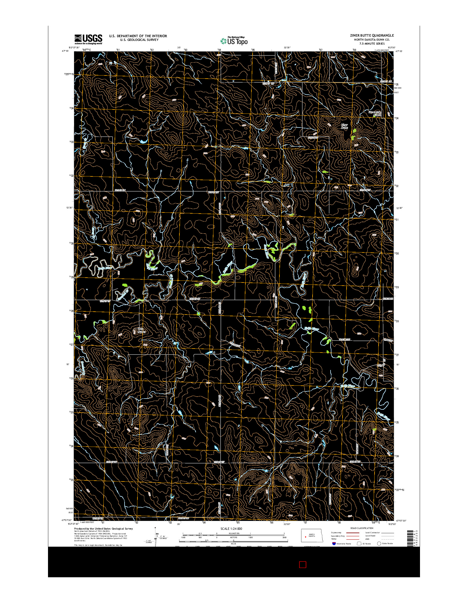 USGS US TOPO 7.5-MINUTE MAP FOR ZINER BUTTE, ND 2014