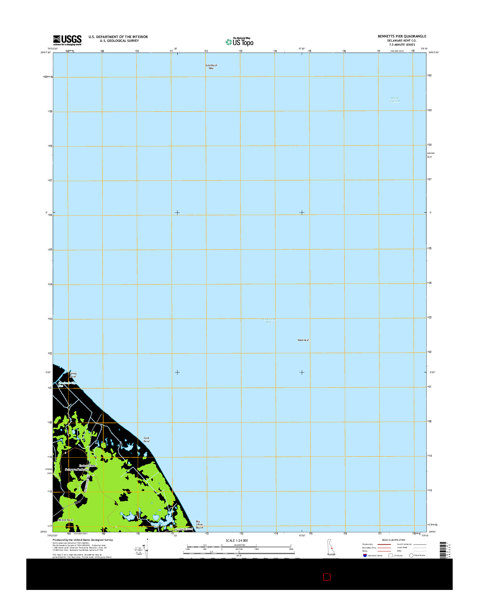 USGS US TOPO 7.5-MINUTE MAP FOR BENNETTS PIER, DE 2014