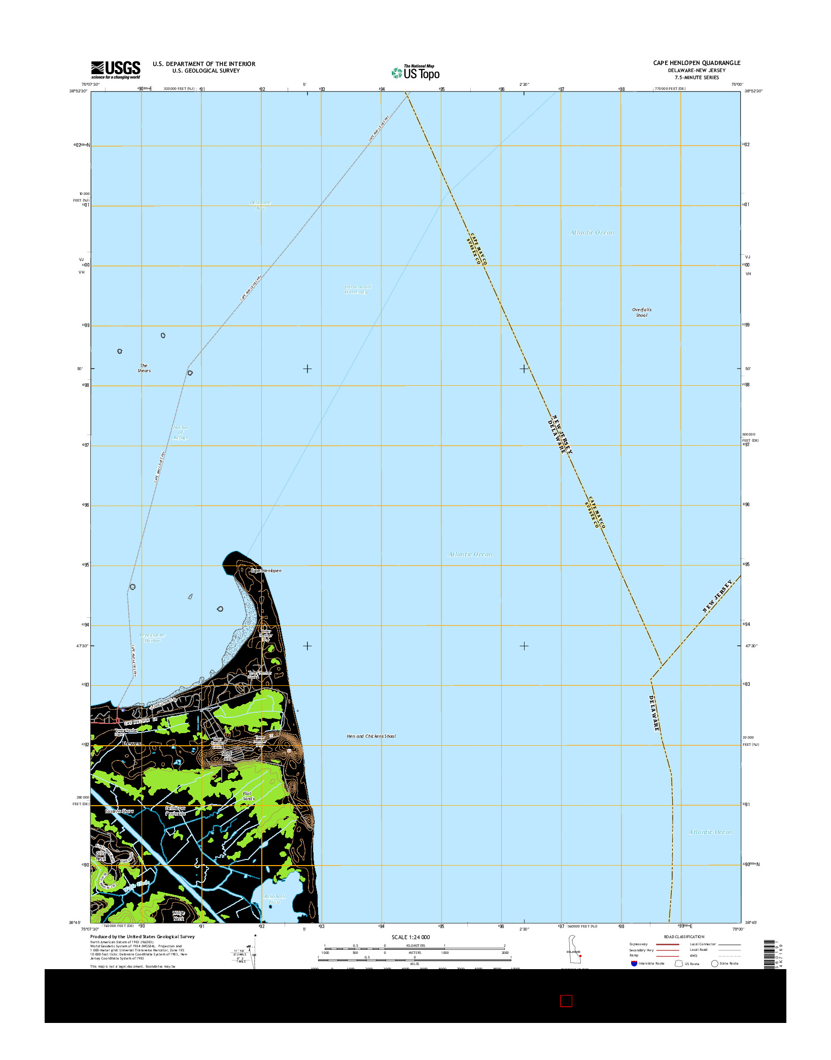 USGS US TOPO 7.5-MINUTE MAP FOR CAPE HENLOPEN, DE-NJ 2014