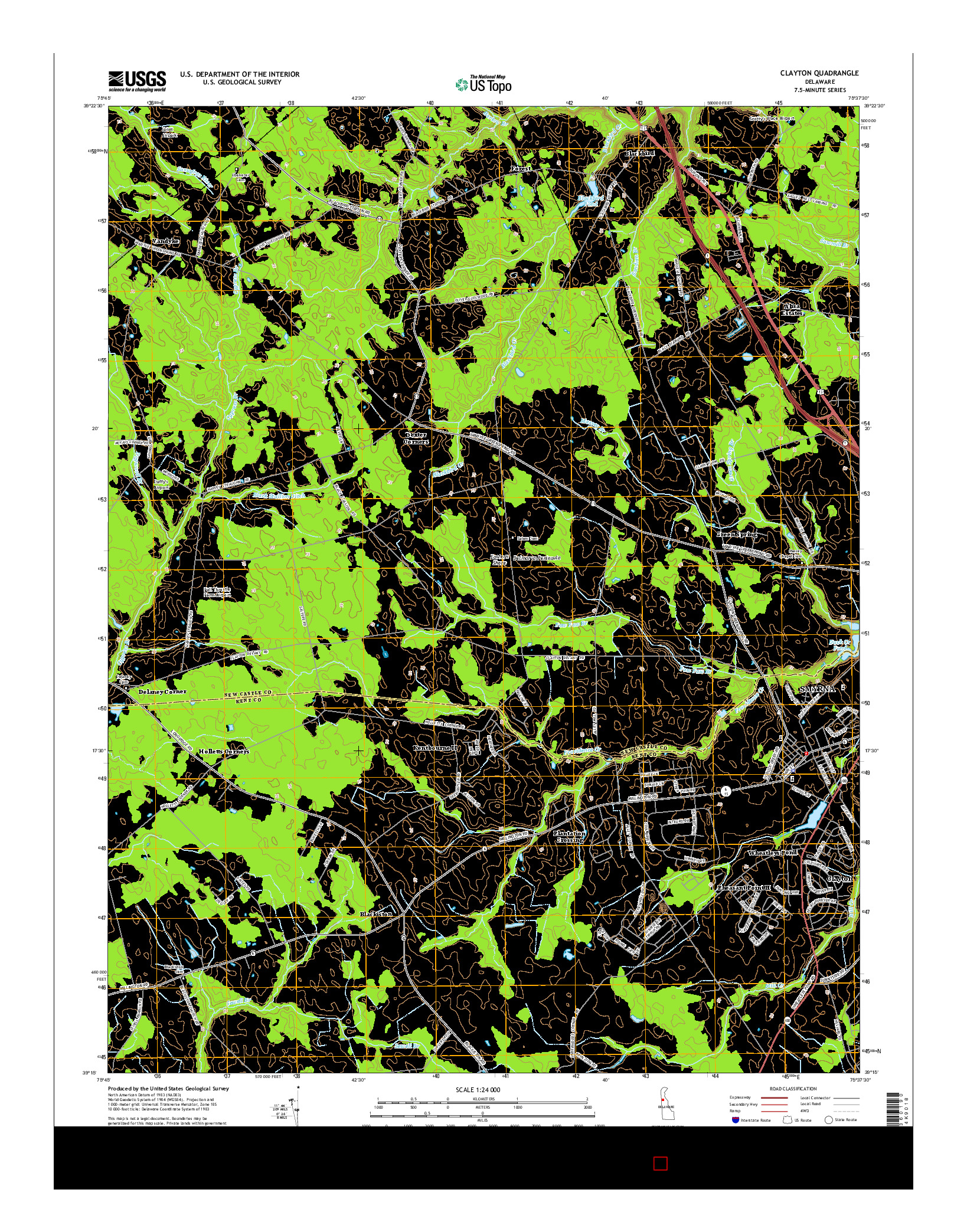 USGS US TOPO 7.5-MINUTE MAP FOR CLAYTON, DE 2014