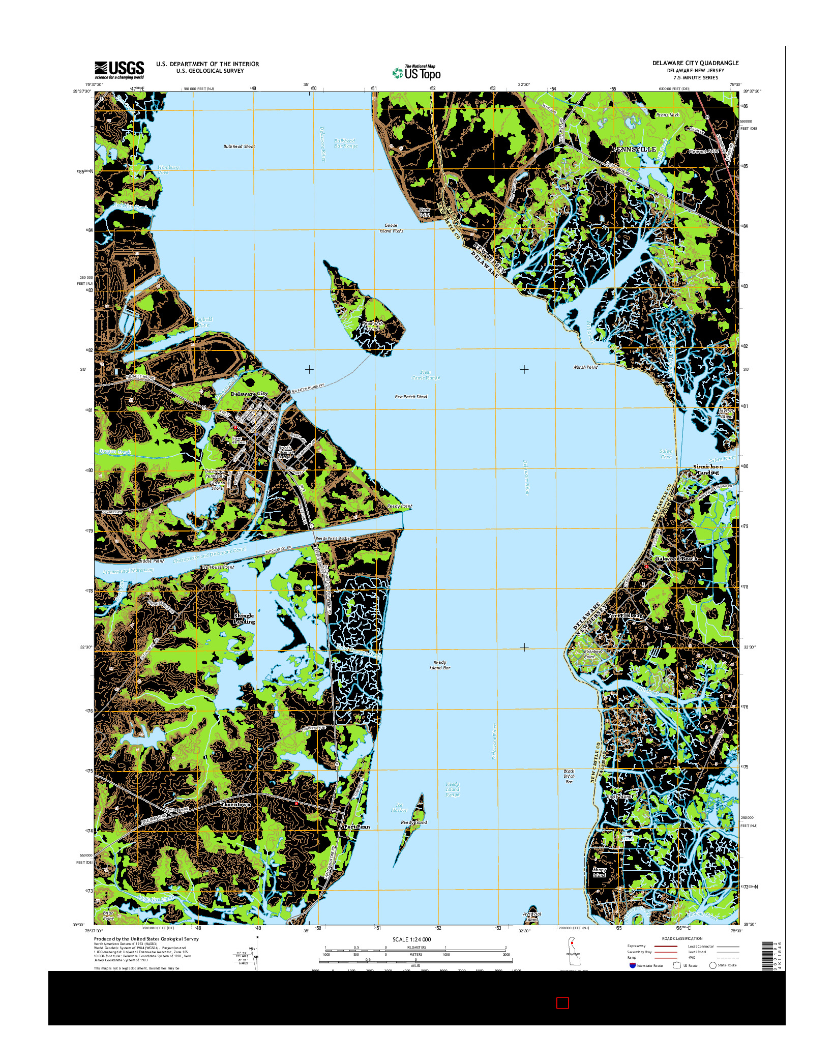USGS US TOPO 7.5-MINUTE MAP FOR DELAWARE CITY, DE-NJ 2014
