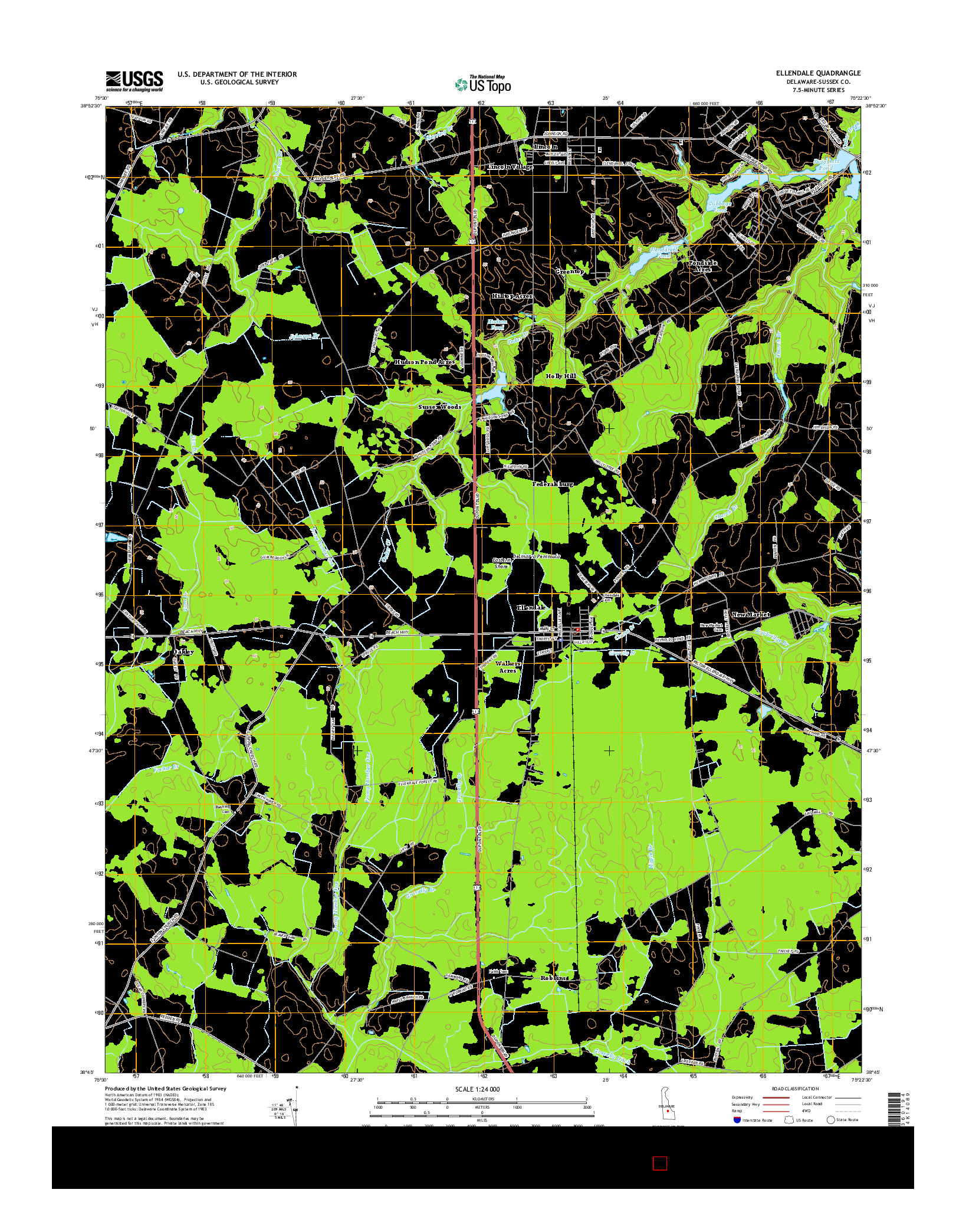 USGS US TOPO 7.5-MINUTE MAP FOR ELLENDALE, DE 2014