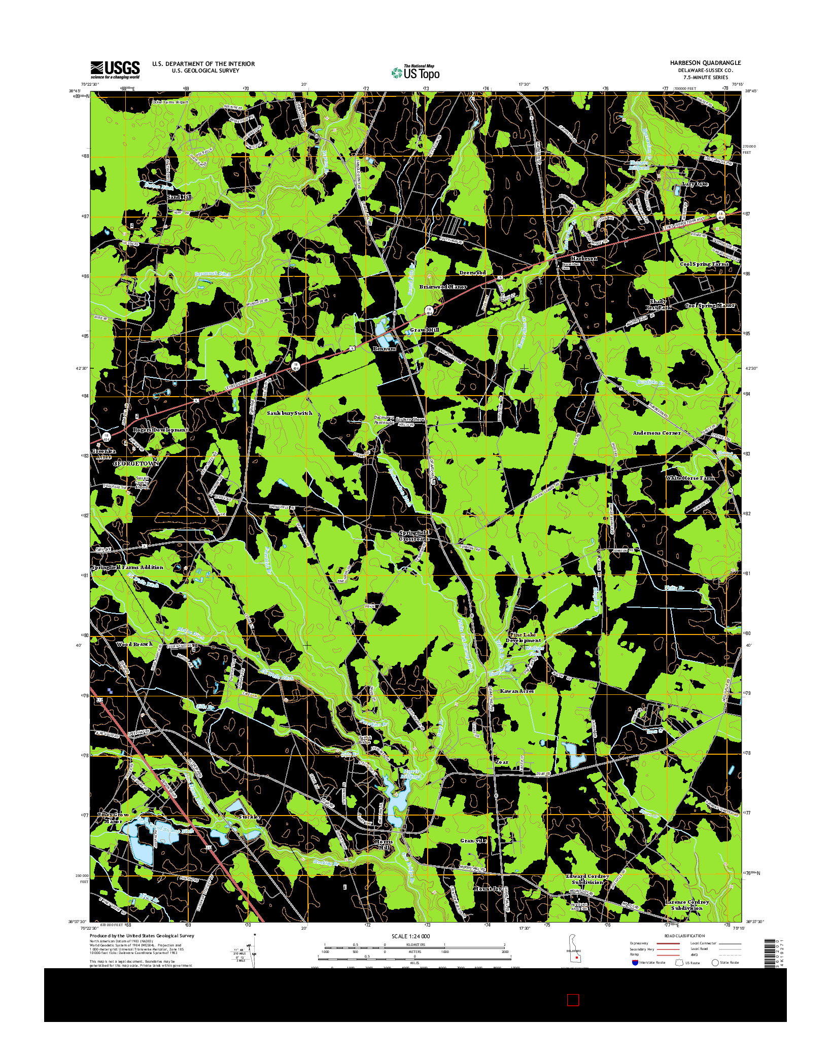 USGS US TOPO 7.5-MINUTE MAP FOR HARBESON, DE 2014