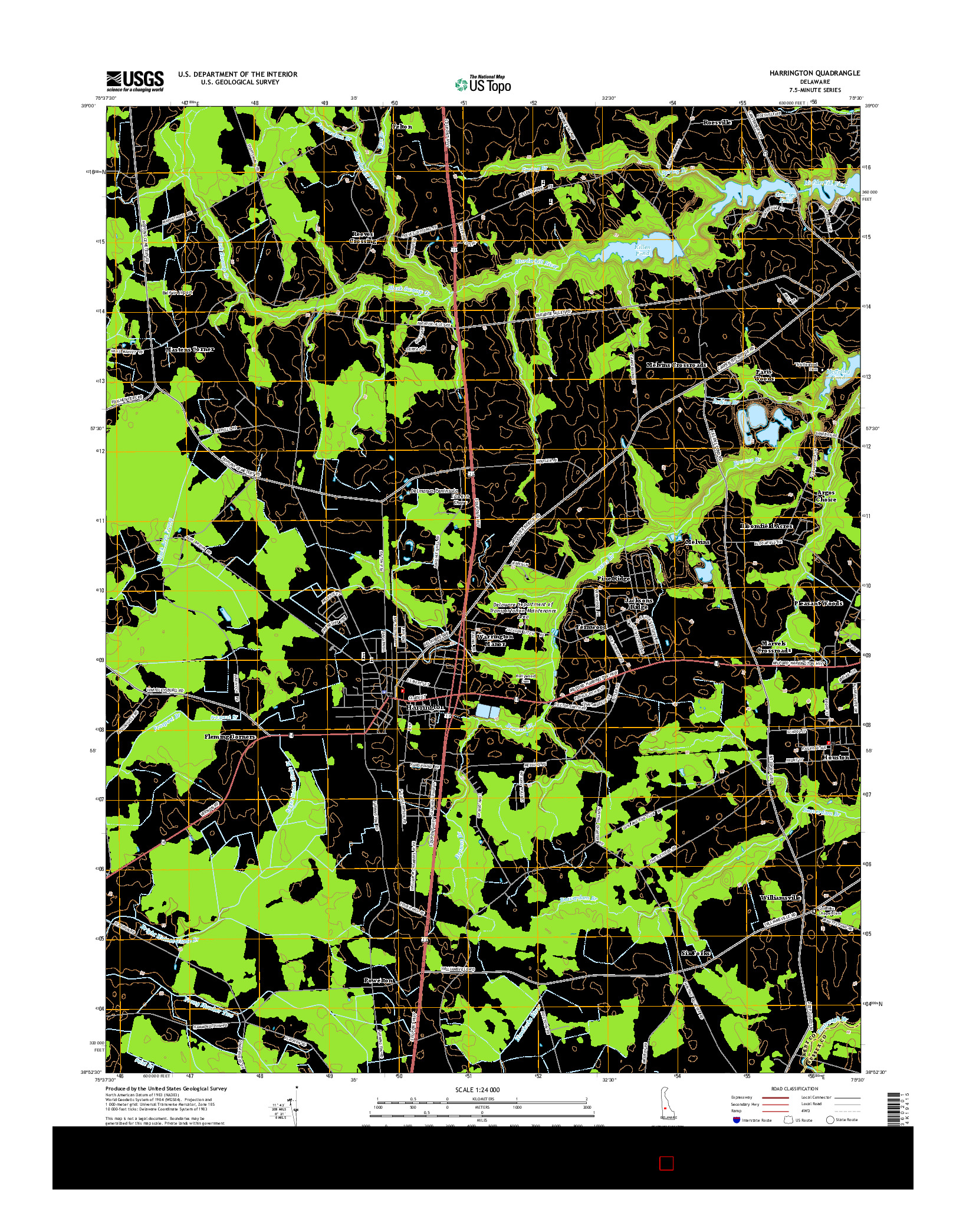 USGS US TOPO 7.5-MINUTE MAP FOR HARRINGTON, DE 2014