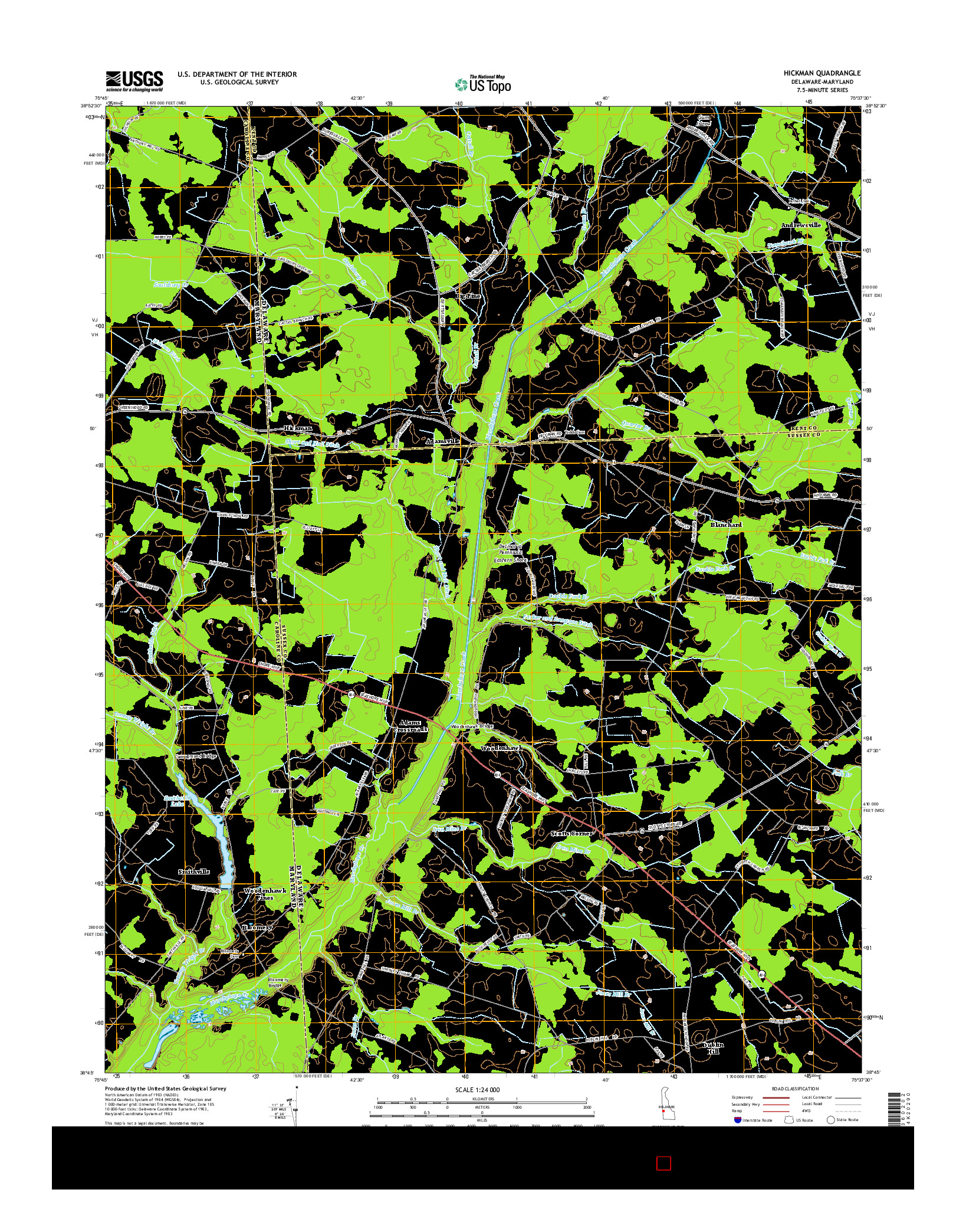 USGS US TOPO 7.5-MINUTE MAP FOR HICKMAN, DE-MD 2014