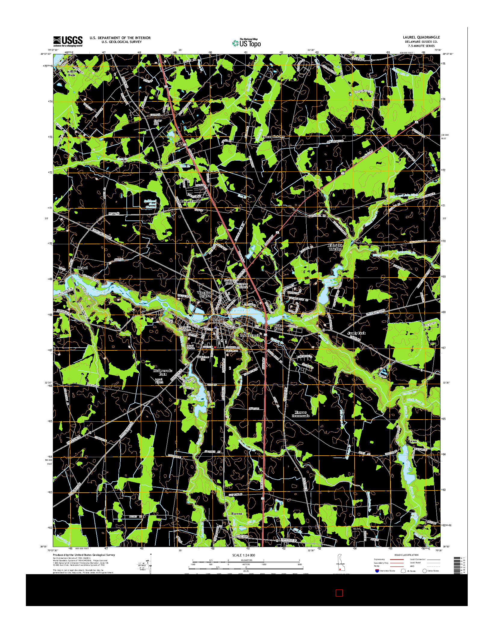 USGS US TOPO 7.5-MINUTE MAP FOR LAUREL, DE 2014