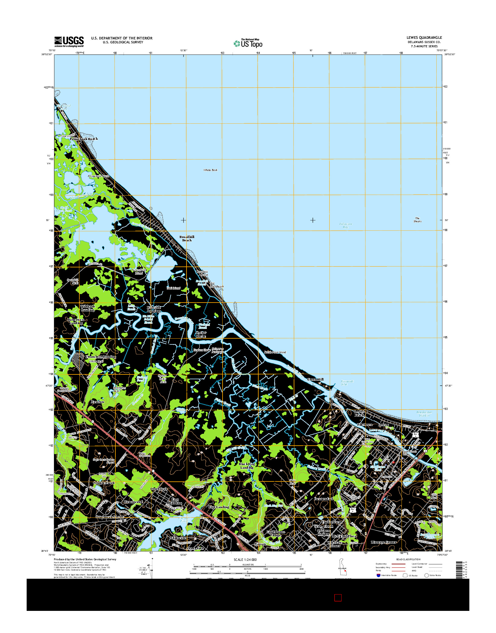 USGS US TOPO 7.5-MINUTE MAP FOR LEWES, DE 2014