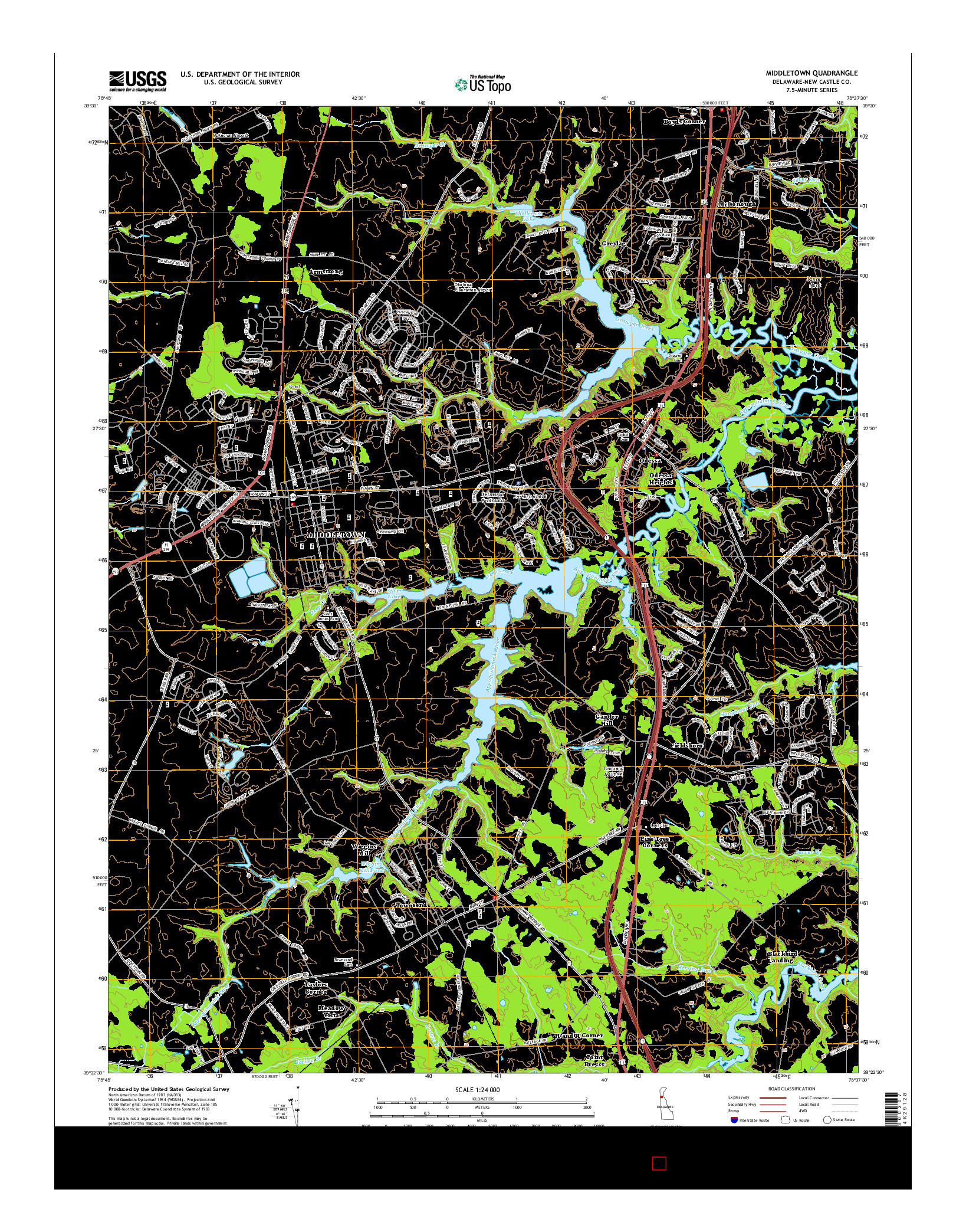 USGS US TOPO 7.5-MINUTE MAP FOR MIDDLETOWN, DE 2014