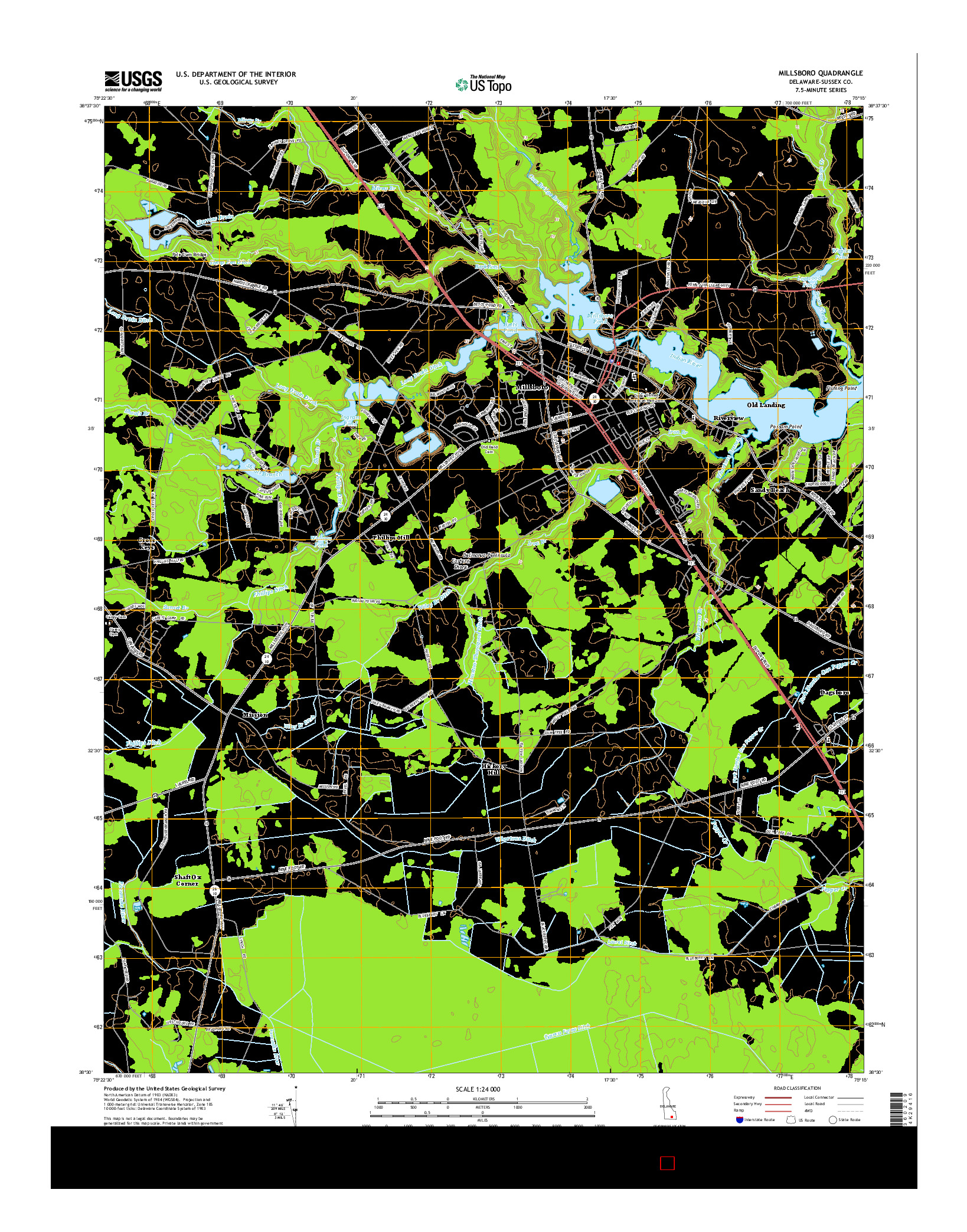 USGS US TOPO 7.5-MINUTE MAP FOR MILLSBORO, DE 2014