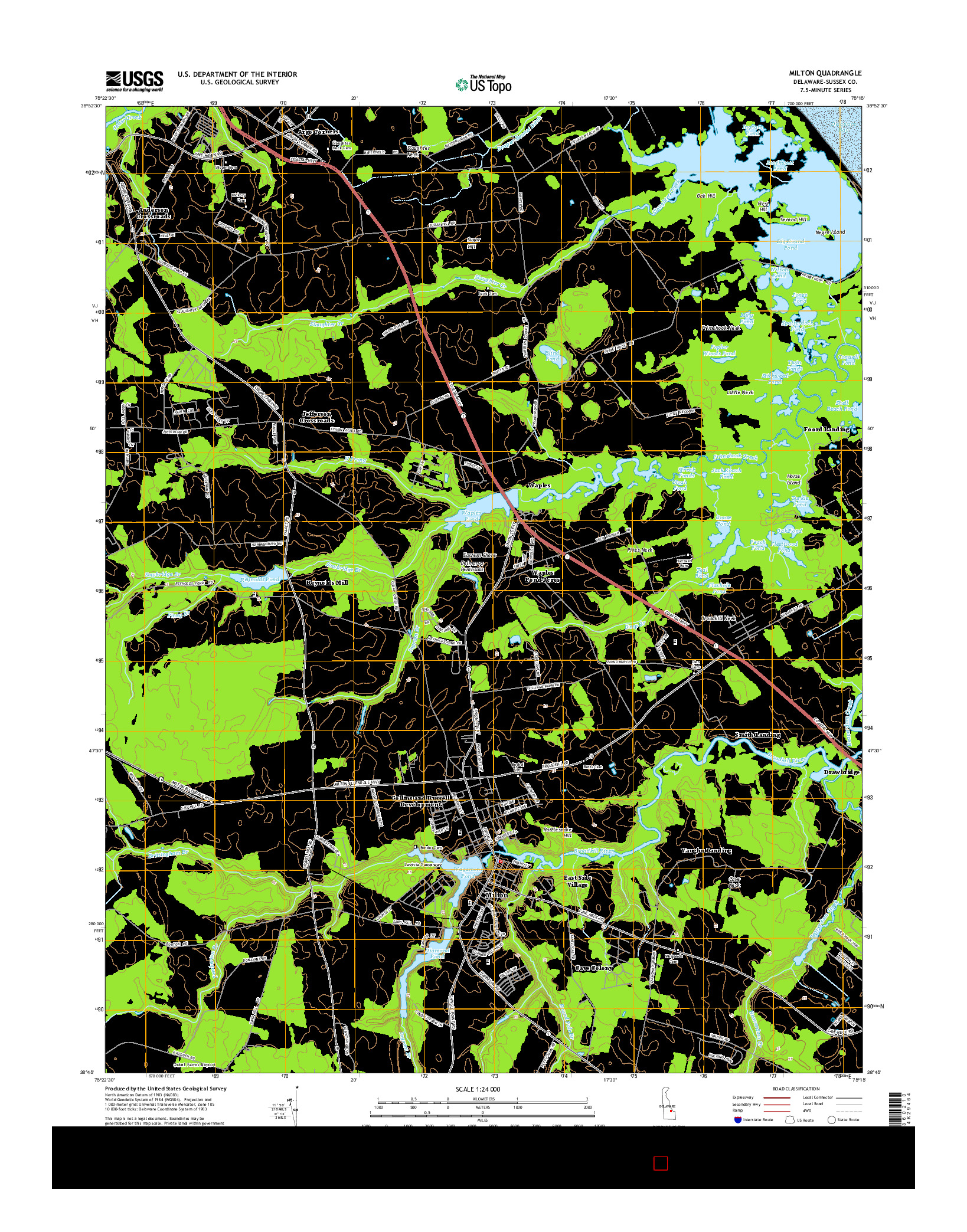 USGS US TOPO 7.5-MINUTE MAP FOR MILTON, DE 2014