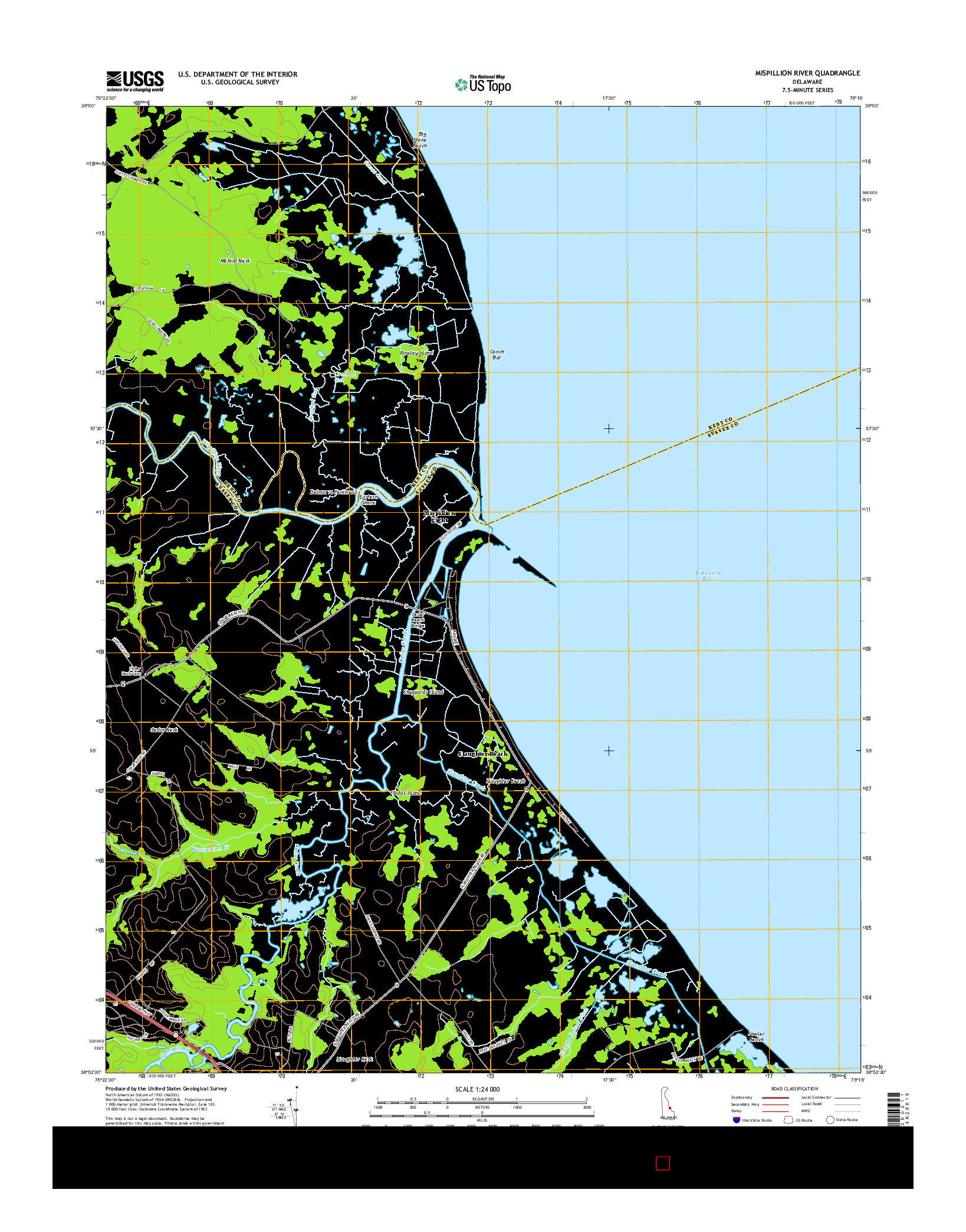 USGS US TOPO 7.5-MINUTE MAP FOR MISPILLION RIVER, DE 2014