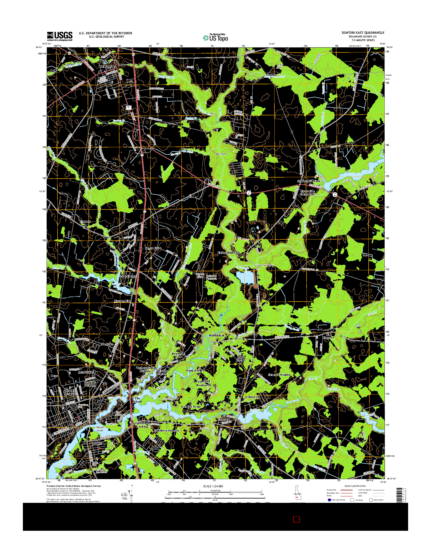 USGS US TOPO 7.5-MINUTE MAP FOR SEAFORD EAST, DE 2014