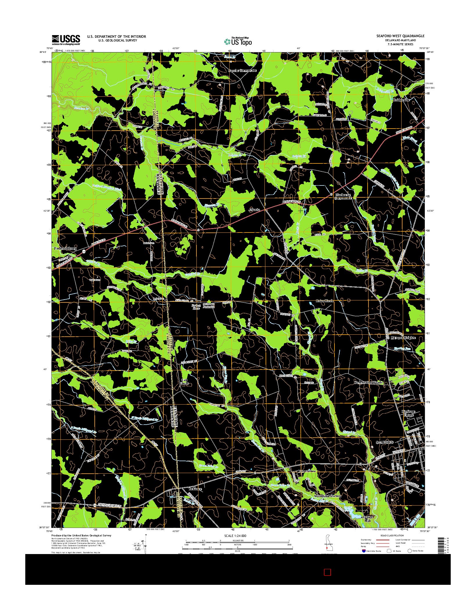 USGS US TOPO 7.5-MINUTE MAP FOR SEAFORD WEST, DE-MD 2014