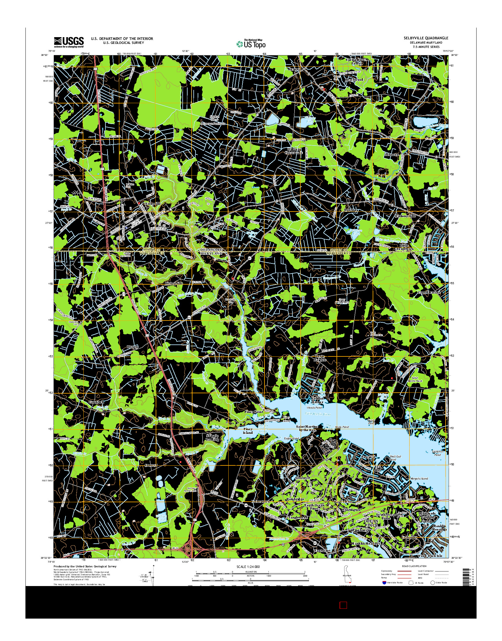 USGS US TOPO 7.5-MINUTE MAP FOR SELBYVILLE, DE-MD 2014