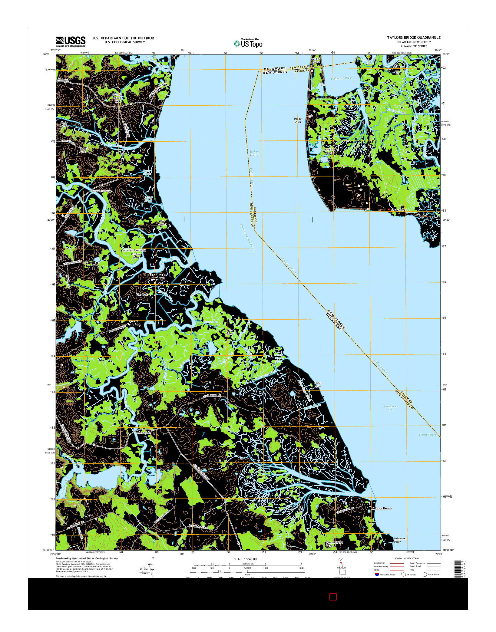 USGS US TOPO 7.5-MINUTE MAP FOR TAYLORS BRIDGE, DE-NJ 2014