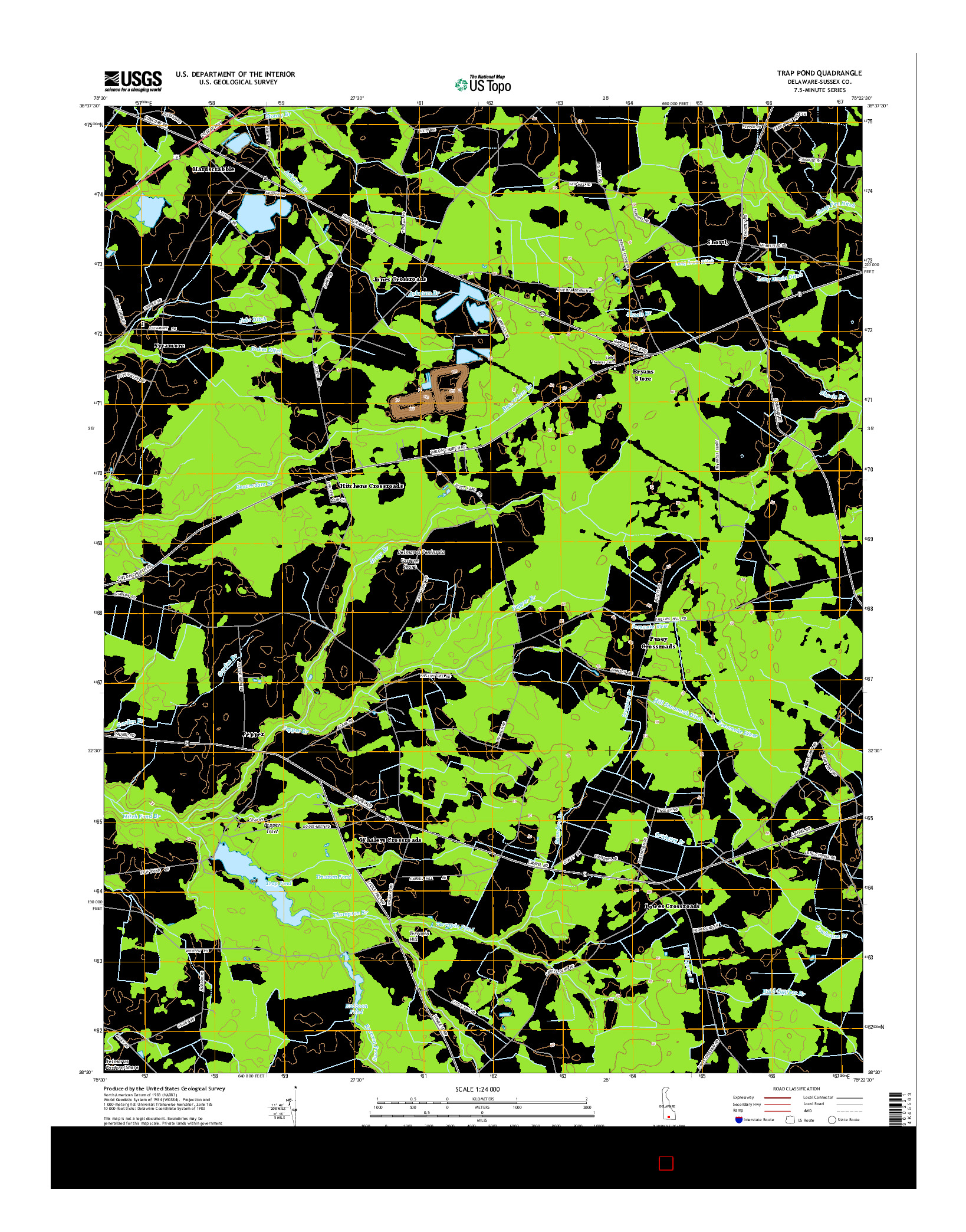 USGS US TOPO 7.5-MINUTE MAP FOR TRAP POND, DE 2014
