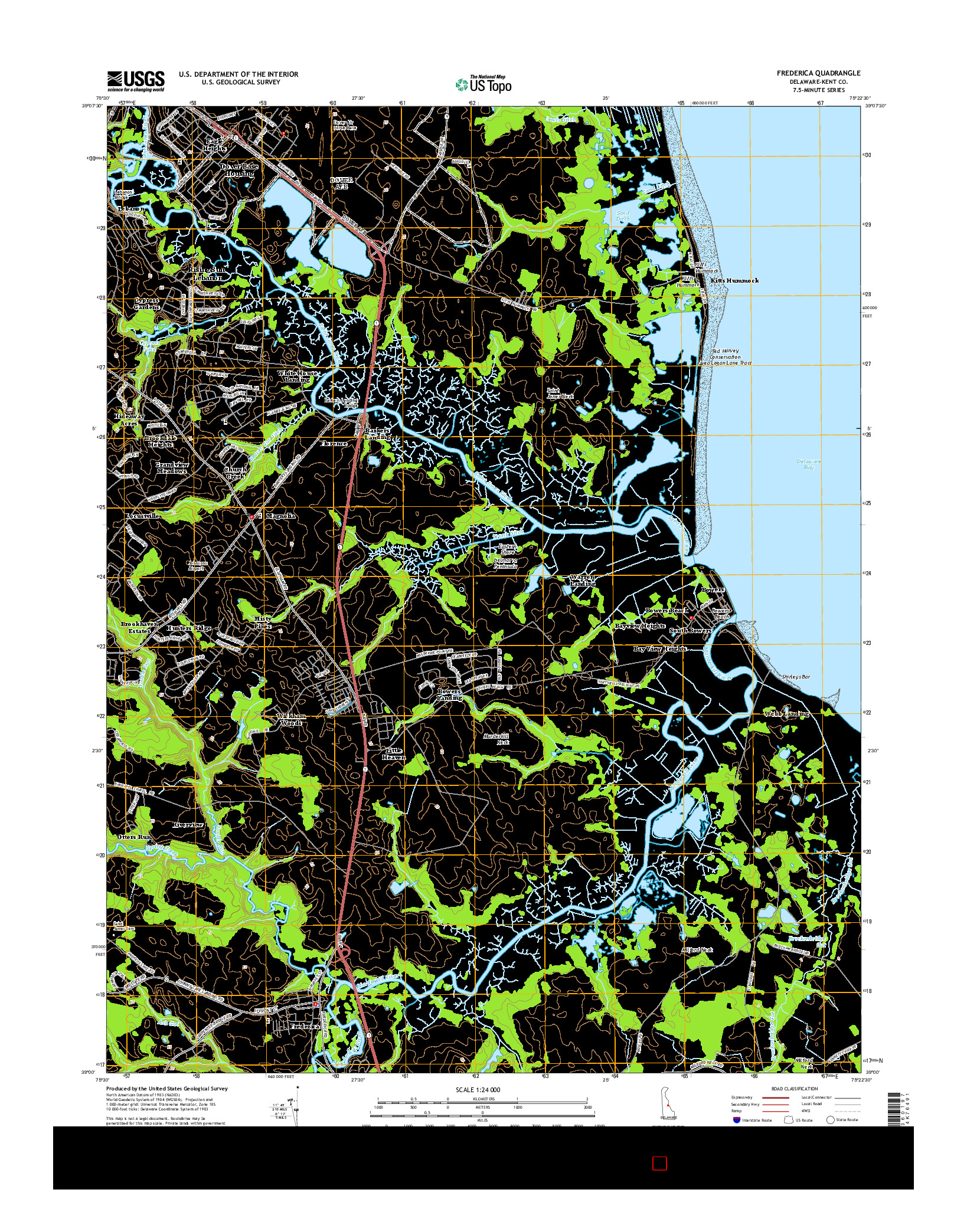 USGS US TOPO 7.5-MINUTE MAP FOR FREDERICA, DE 2014