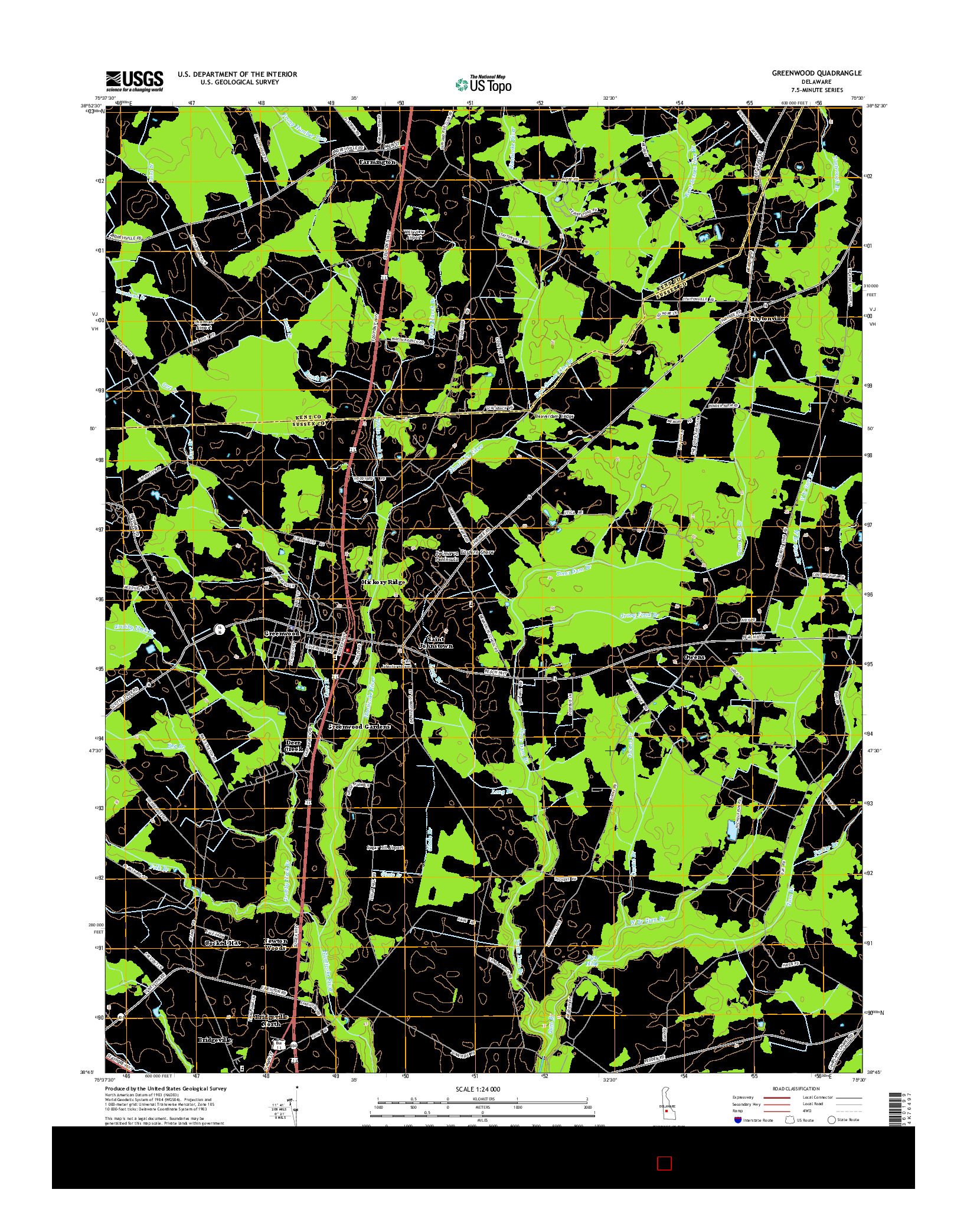 USGS US TOPO 7.5-MINUTE MAP FOR GREENWOOD, DE 2014