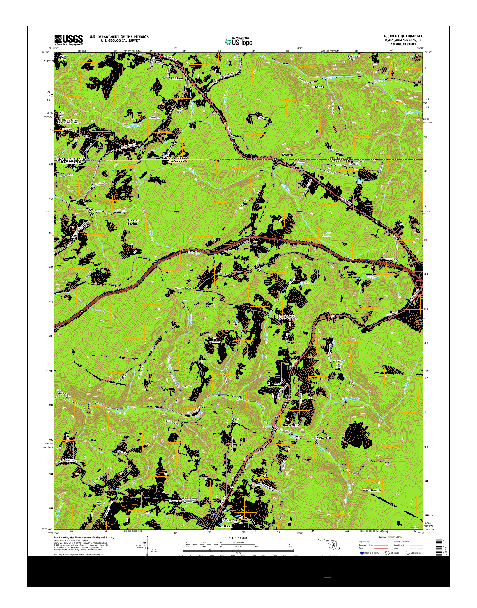 USGS US TOPO 7.5-MINUTE MAP FOR ACCIDENT, MD-PA 2014