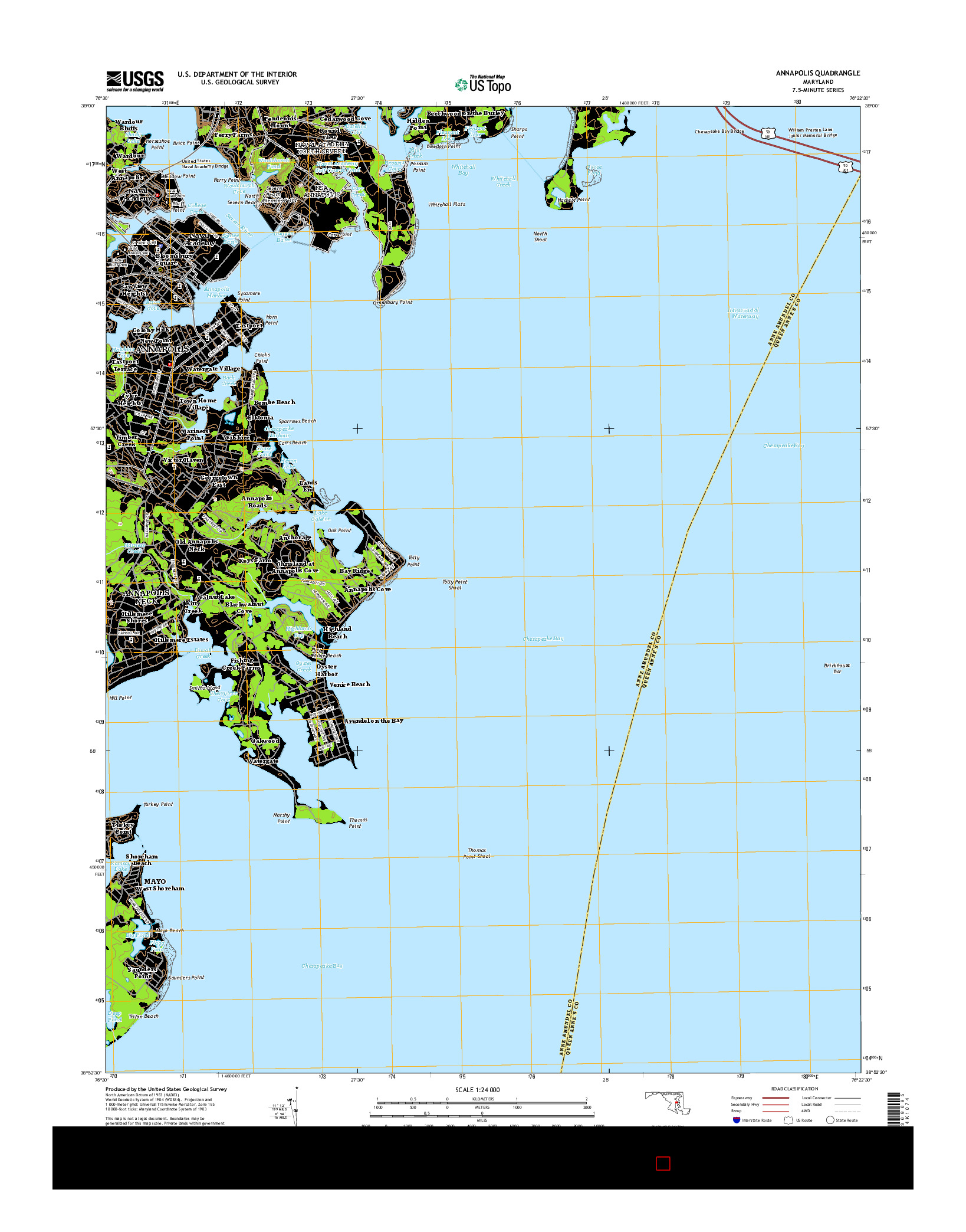 USGS US TOPO 7.5-MINUTE MAP FOR ANNAPOLIS, MD 2014