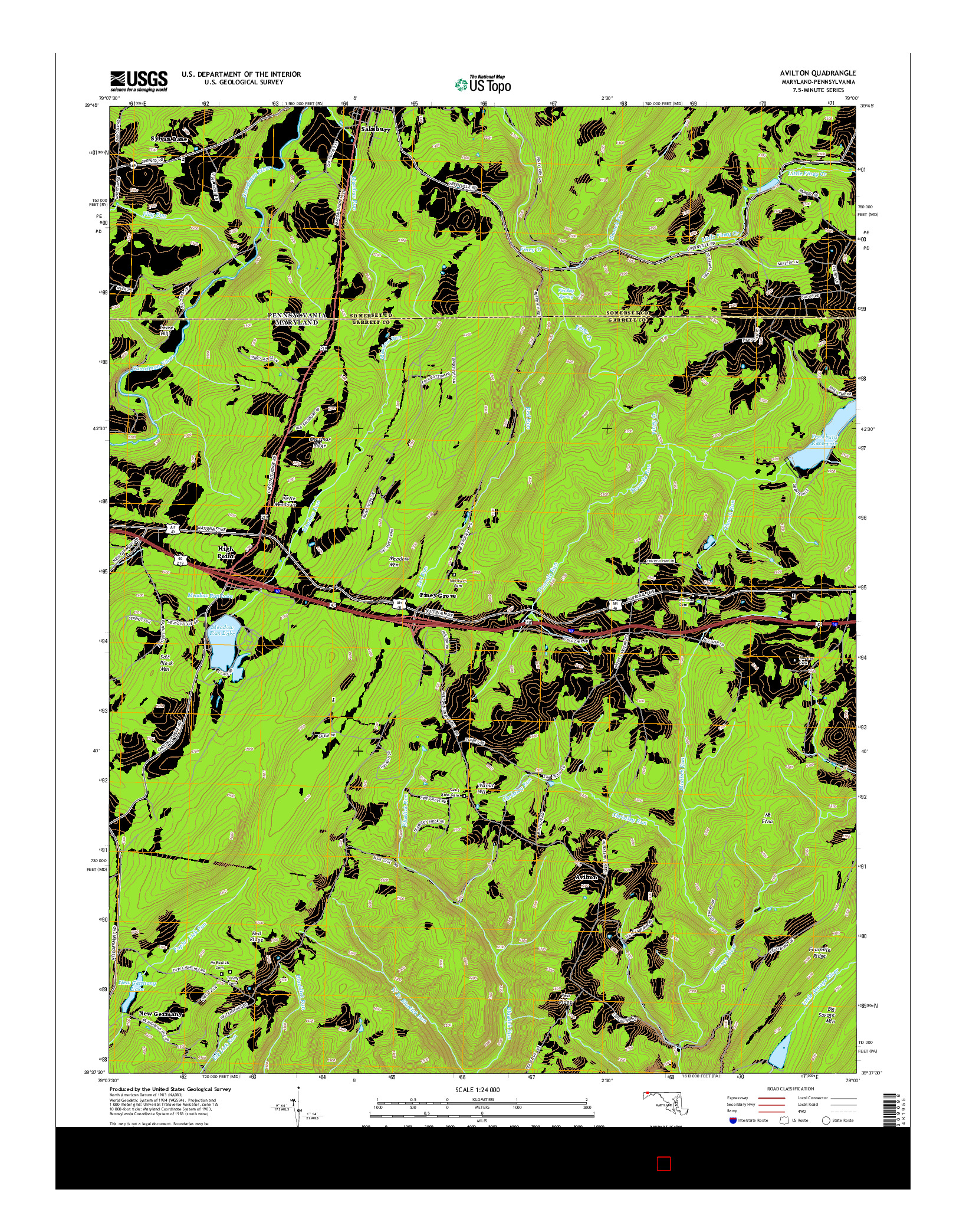 USGS US TOPO 7.5-MINUTE MAP FOR AVILTON, MD-PA 2014