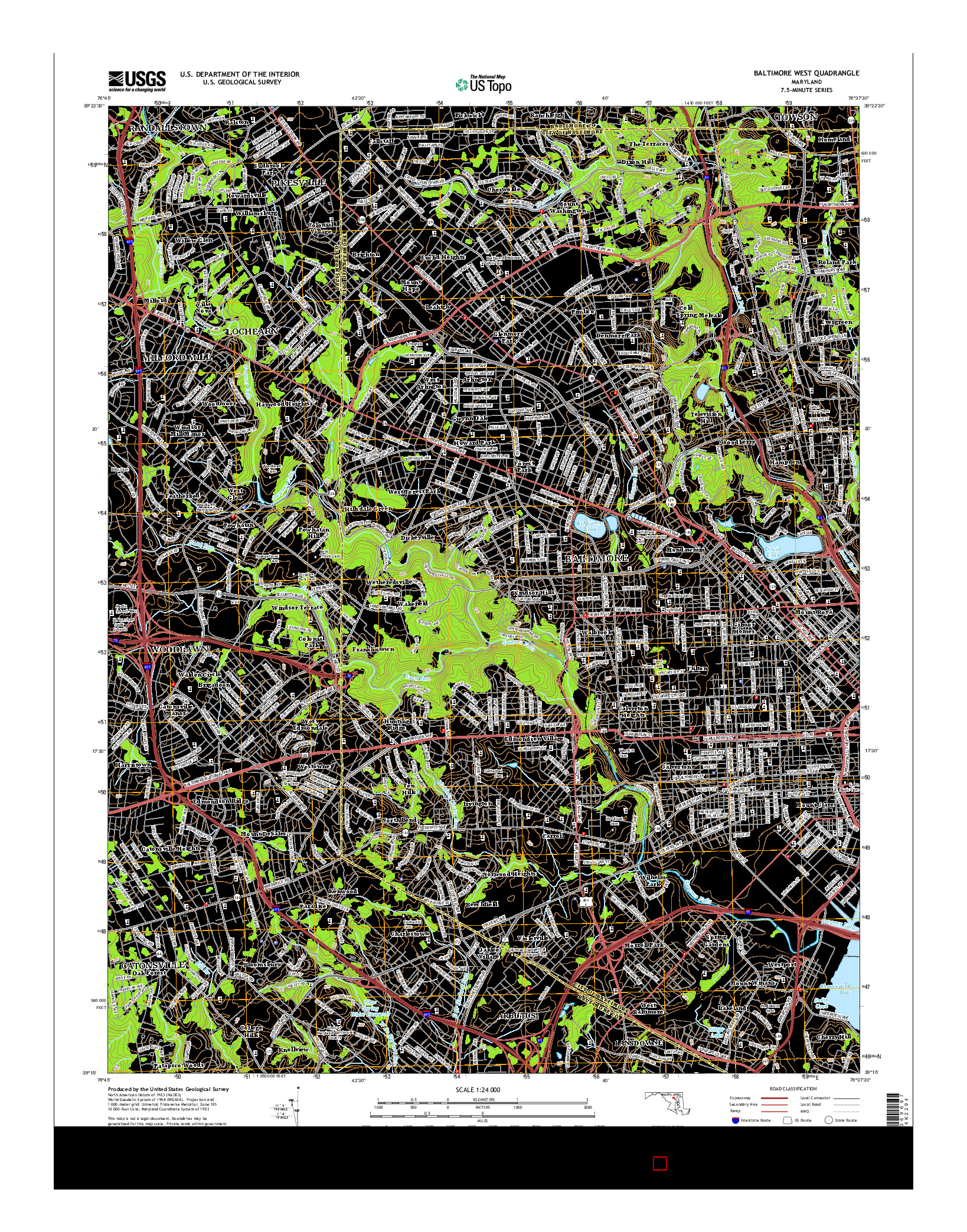 USGS US TOPO 7.5-MINUTE MAP FOR BALTIMORE WEST, MD 2014
