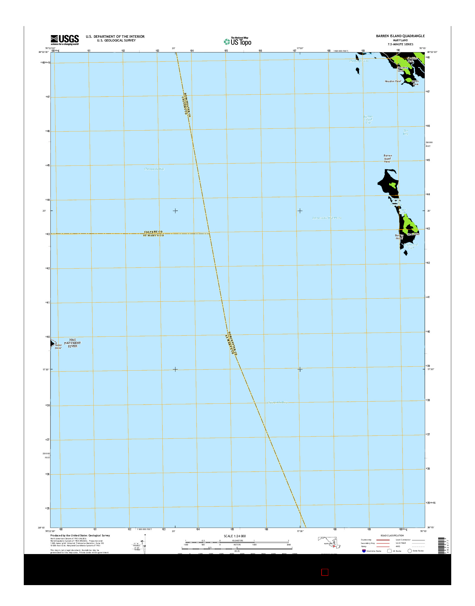 USGS US TOPO 7.5-MINUTE MAP FOR BARREN ISLAND, MD 2014