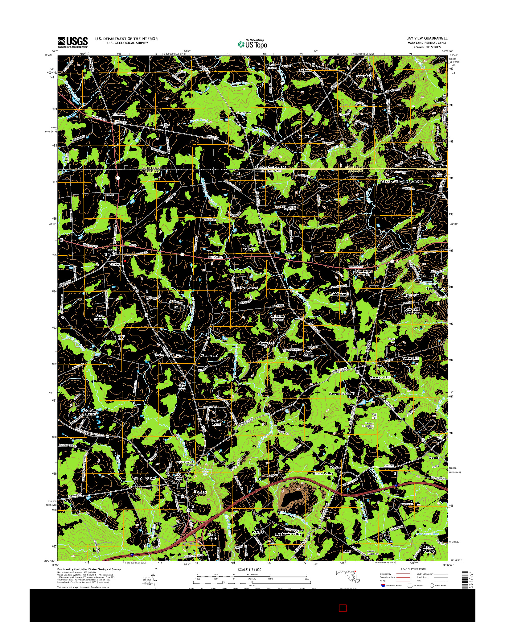 USGS US TOPO 7.5-MINUTE MAP FOR BAY VIEW, MD-PA 2014