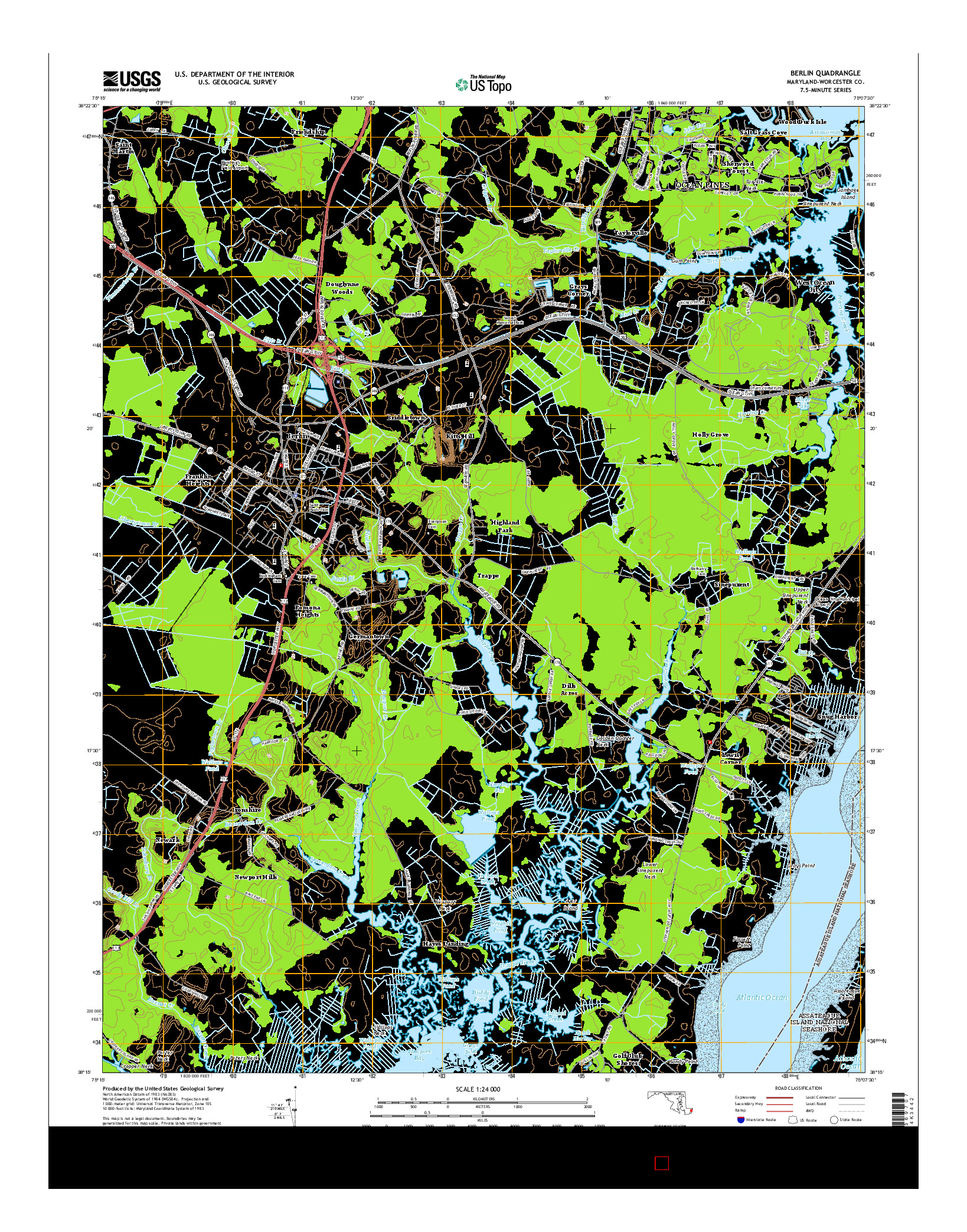 USGS US TOPO 7.5-MINUTE MAP FOR BERLIN, MD 2014