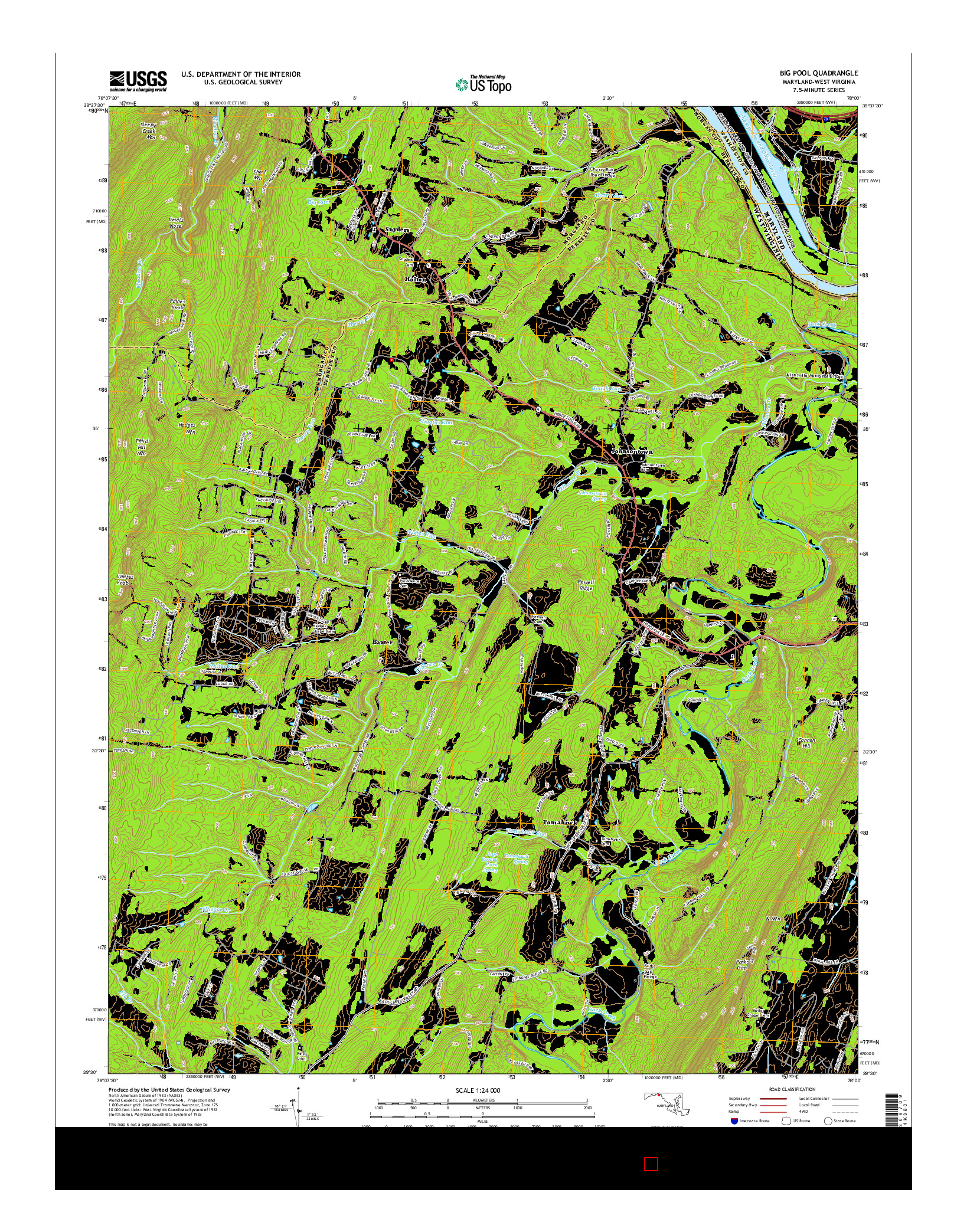 USGS US TOPO 7.5-MINUTE MAP FOR BIG POOL, MD-WV 2014