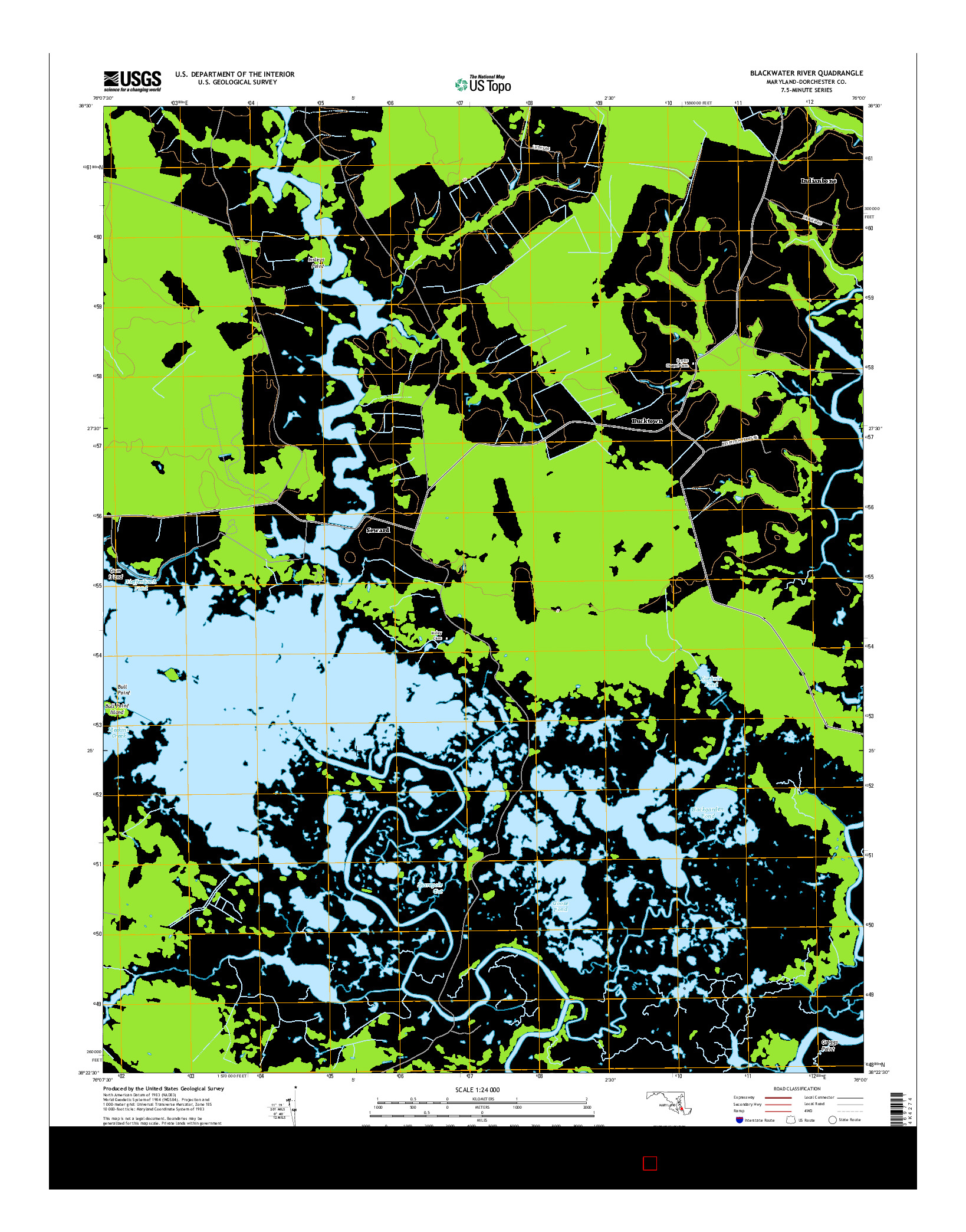 USGS US TOPO 7.5-MINUTE MAP FOR BLACKWATER RIVER, MD 2014