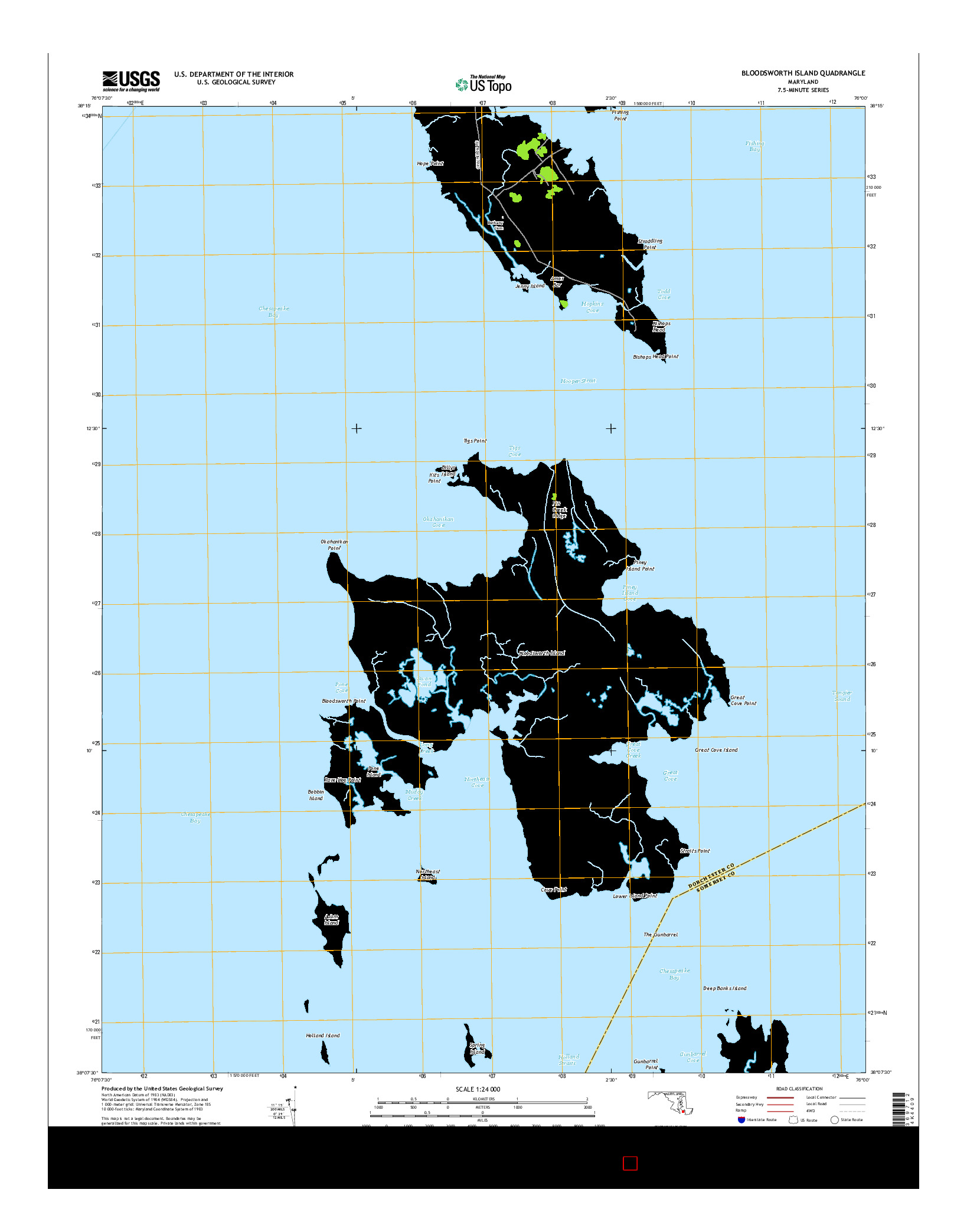 USGS US TOPO 7.5-MINUTE MAP FOR BLOODSWORTH ISLAND, MD 2014