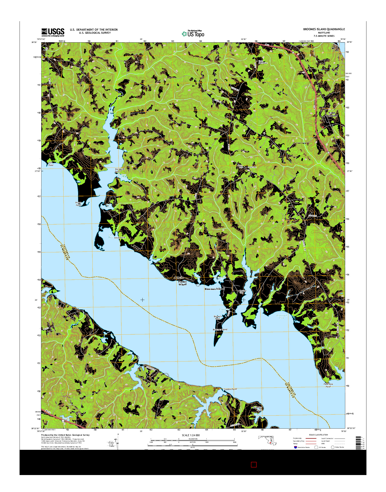 USGS US TOPO 7.5-MINUTE MAP FOR BROOMES ISLAND, MD 2014