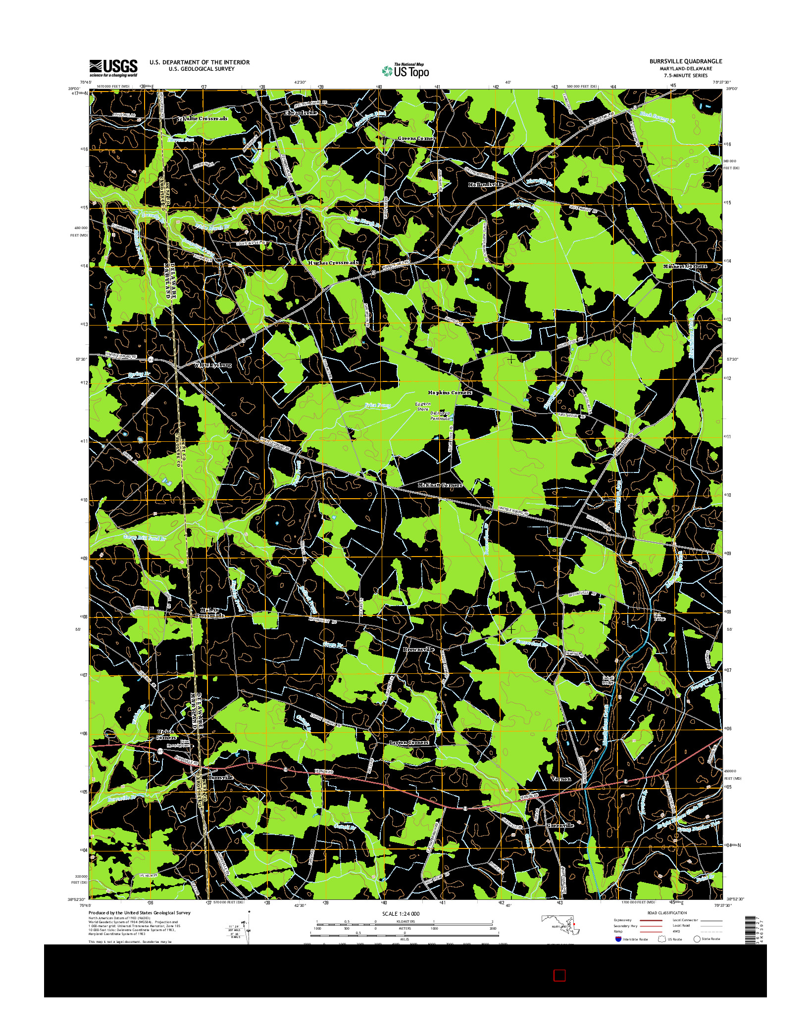 USGS US TOPO 7.5-MINUTE MAP FOR BURRSVILLE, MD-DE 2014