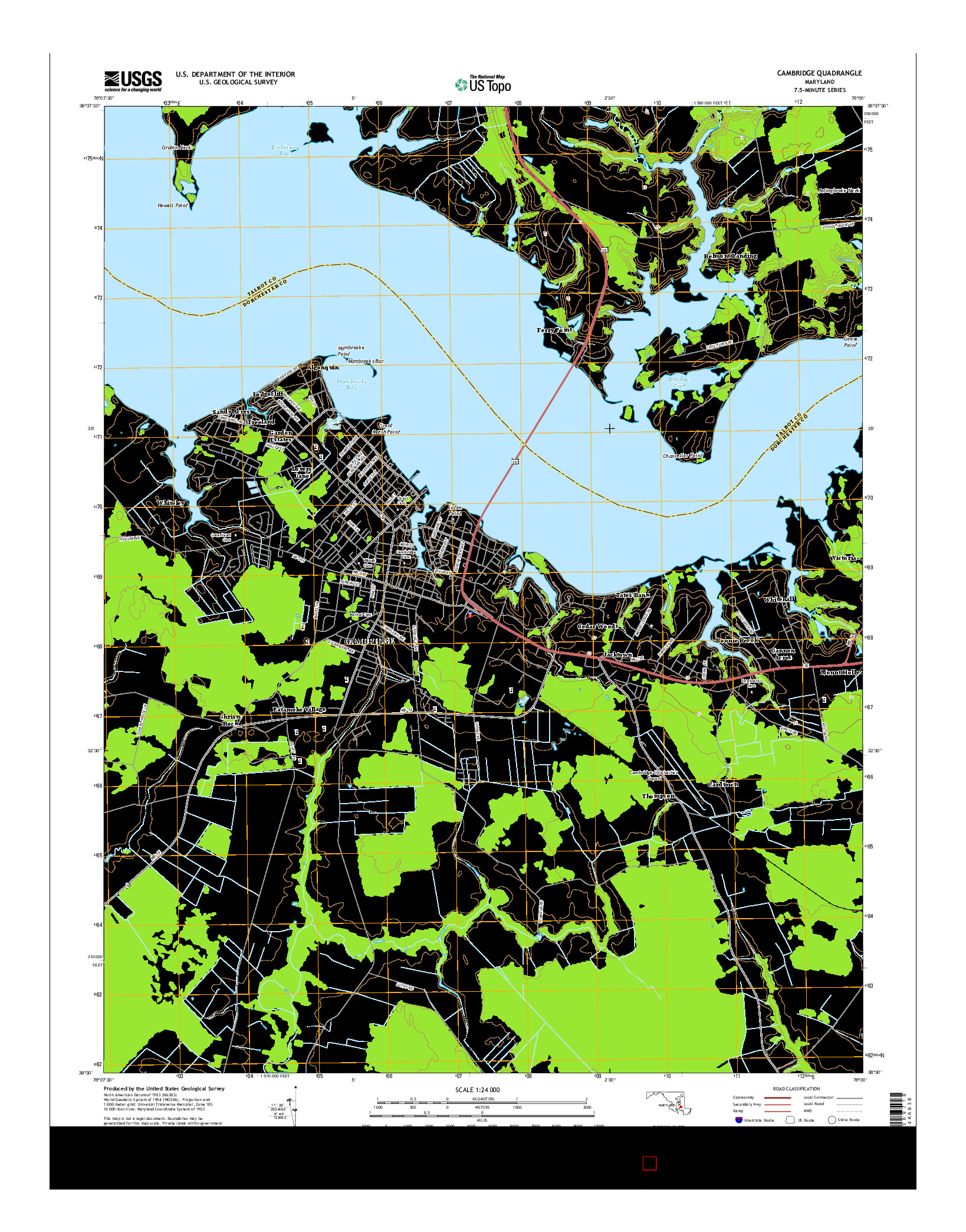 USGS US TOPO 7.5-MINUTE MAP FOR CAMBRIDGE, MD 2014