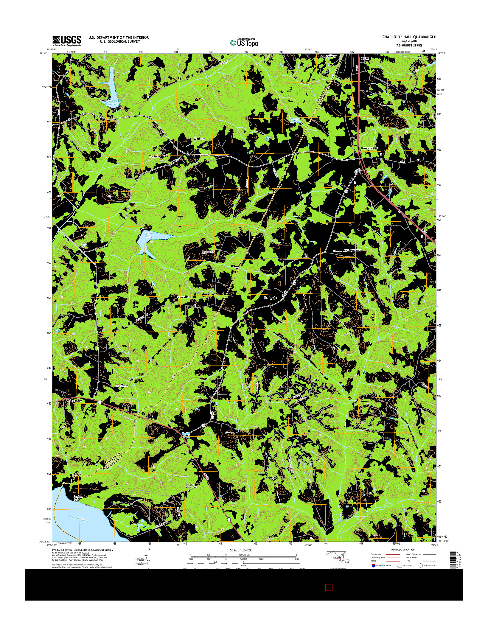 USGS US TOPO 7.5-MINUTE MAP FOR CHARLOTTE HALL, MD 2014